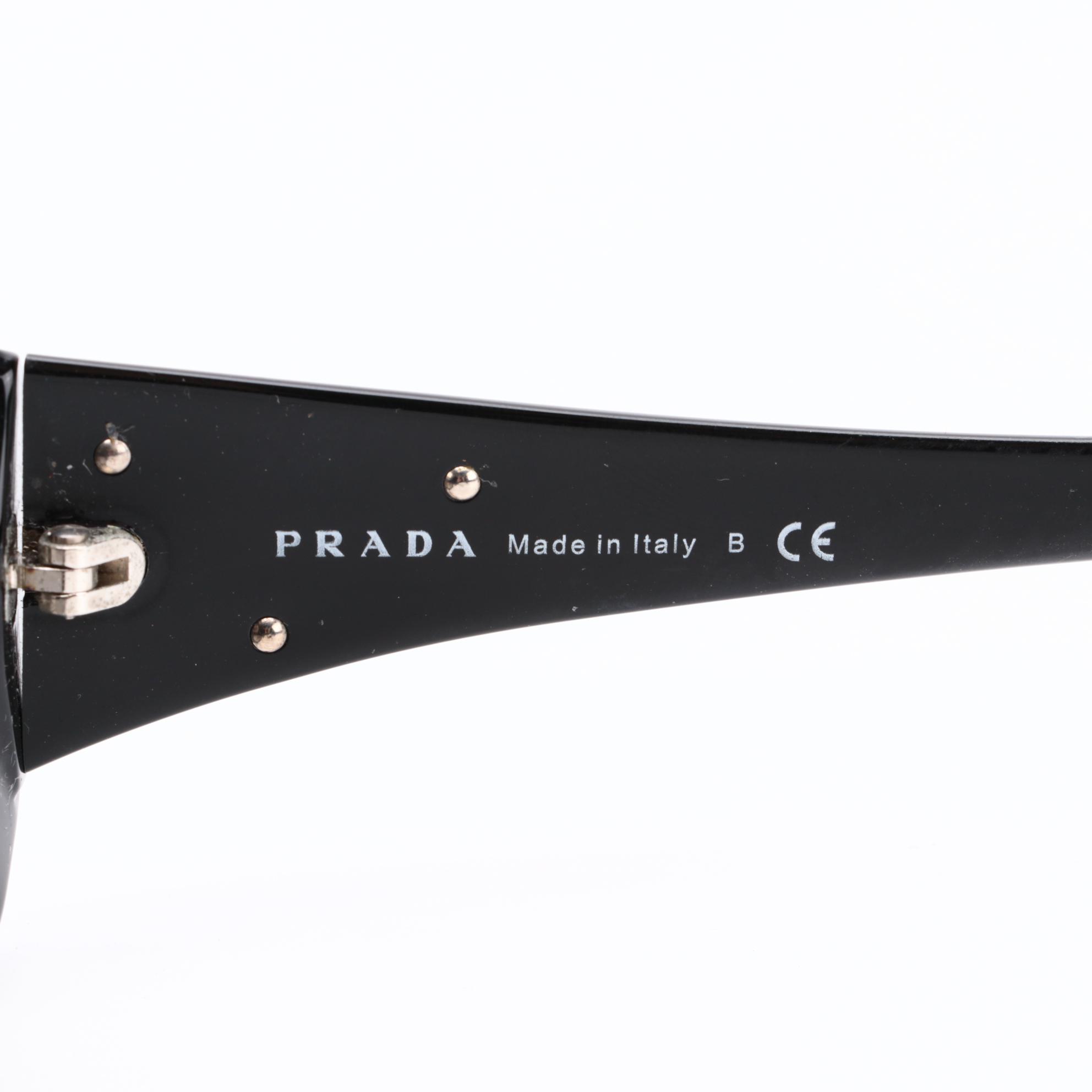 Prada SPR 16L Black Rectangle Sunglasses with Case
