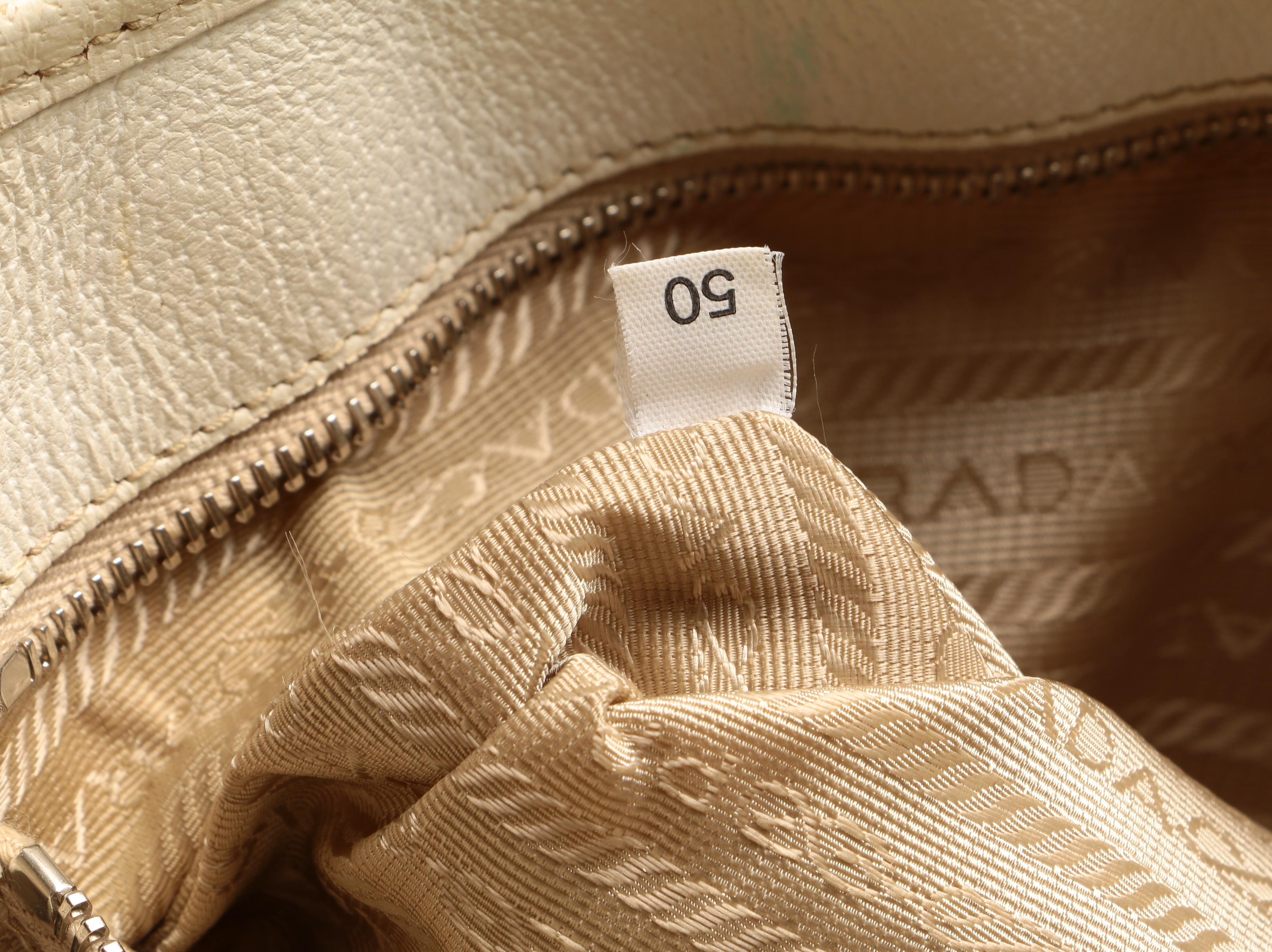 Prada Woven Canvas and White Leather Tote Bag