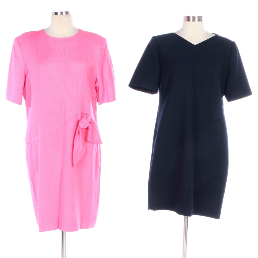 William Pearson Navy and Pink Short Sleeve Cocktail Dresses