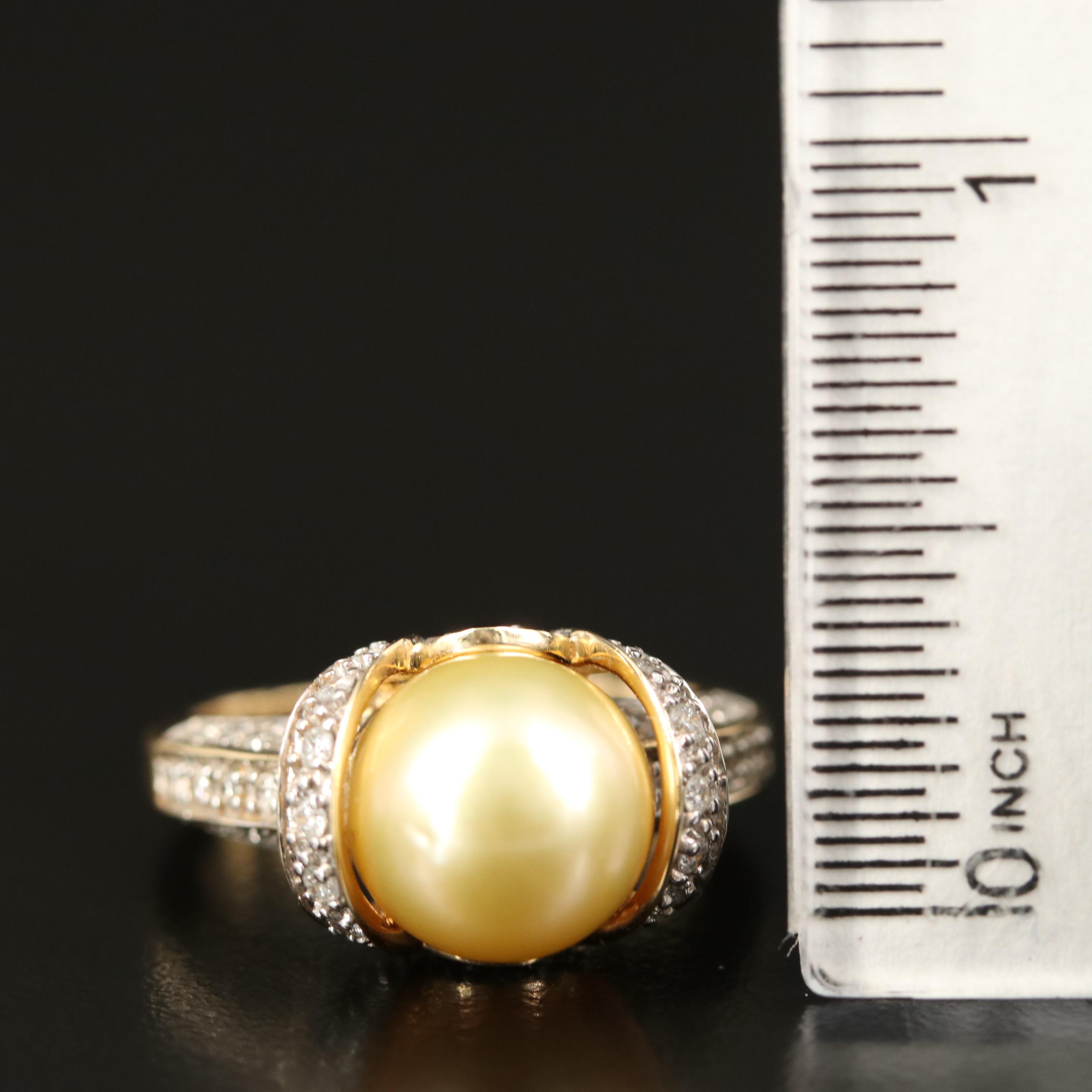 14K Pearl and Diamond Ring