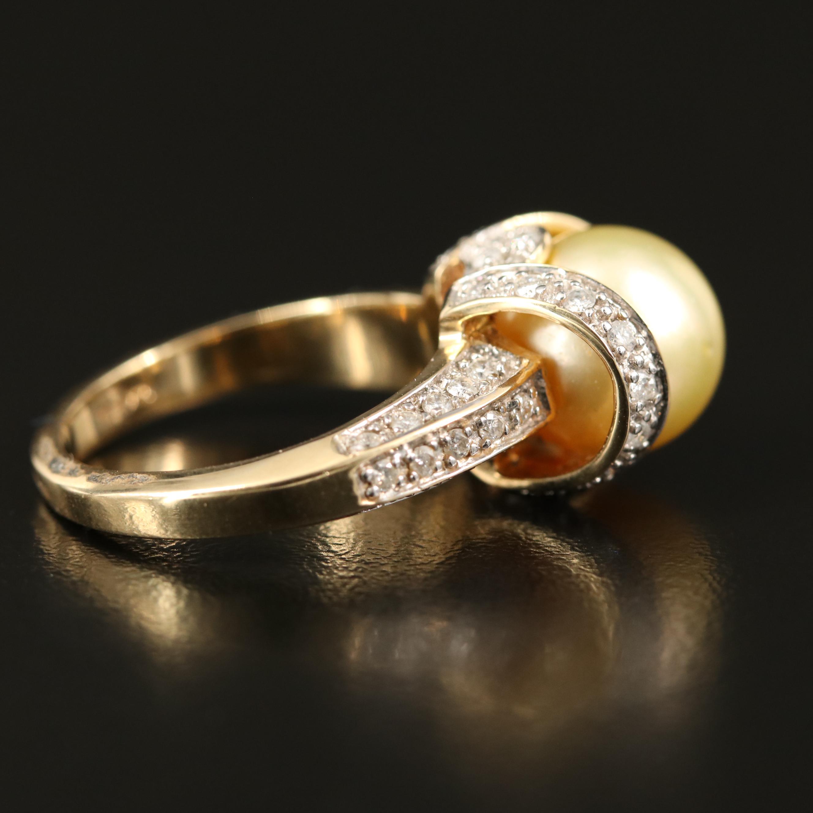 14K Pearl and Diamond Ring