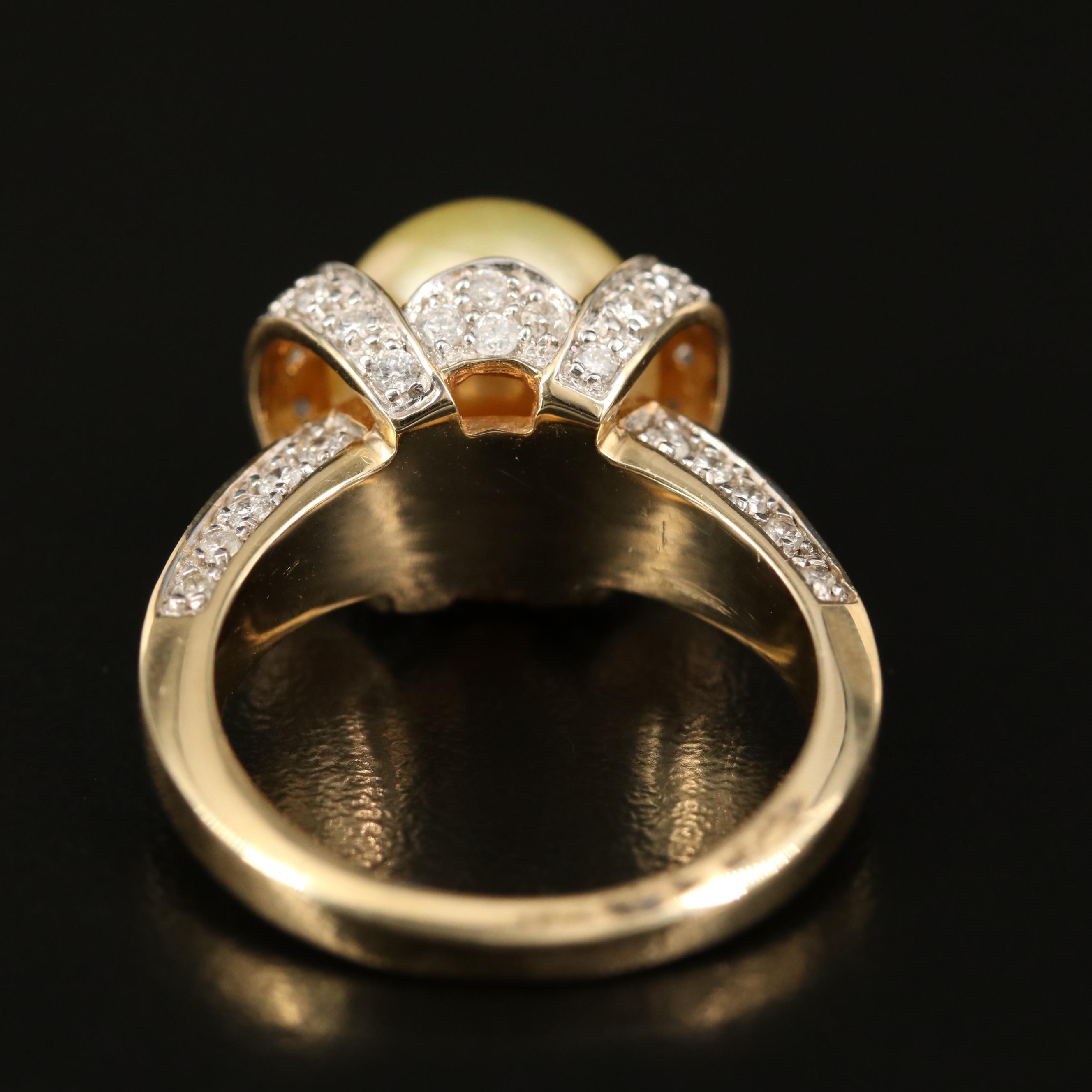 14K Pearl and Diamond Ring