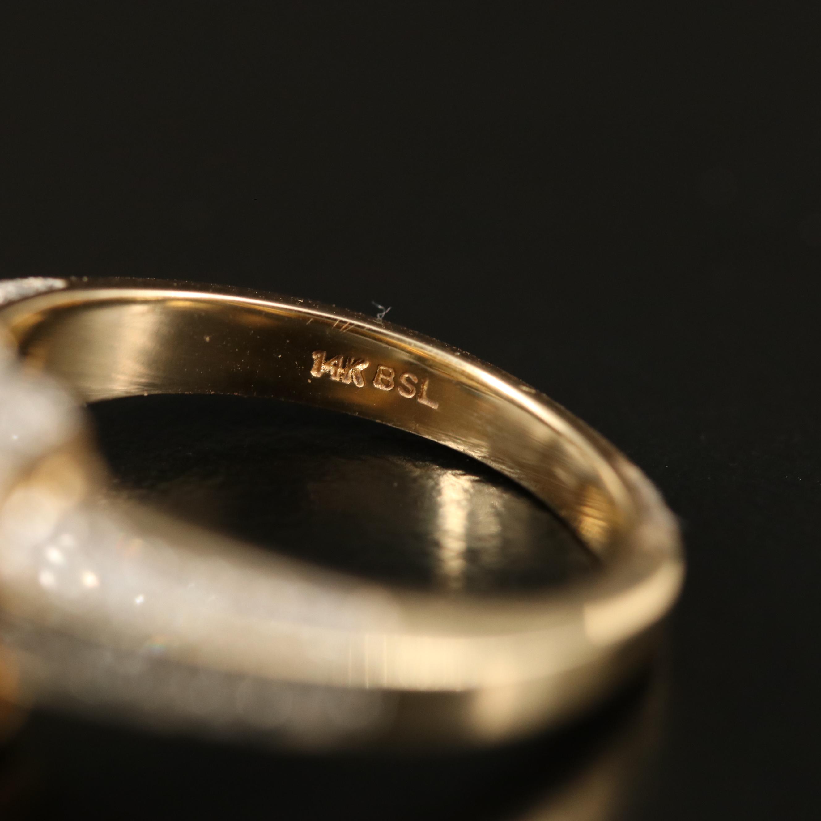 14K Pearl and Diamond Ring