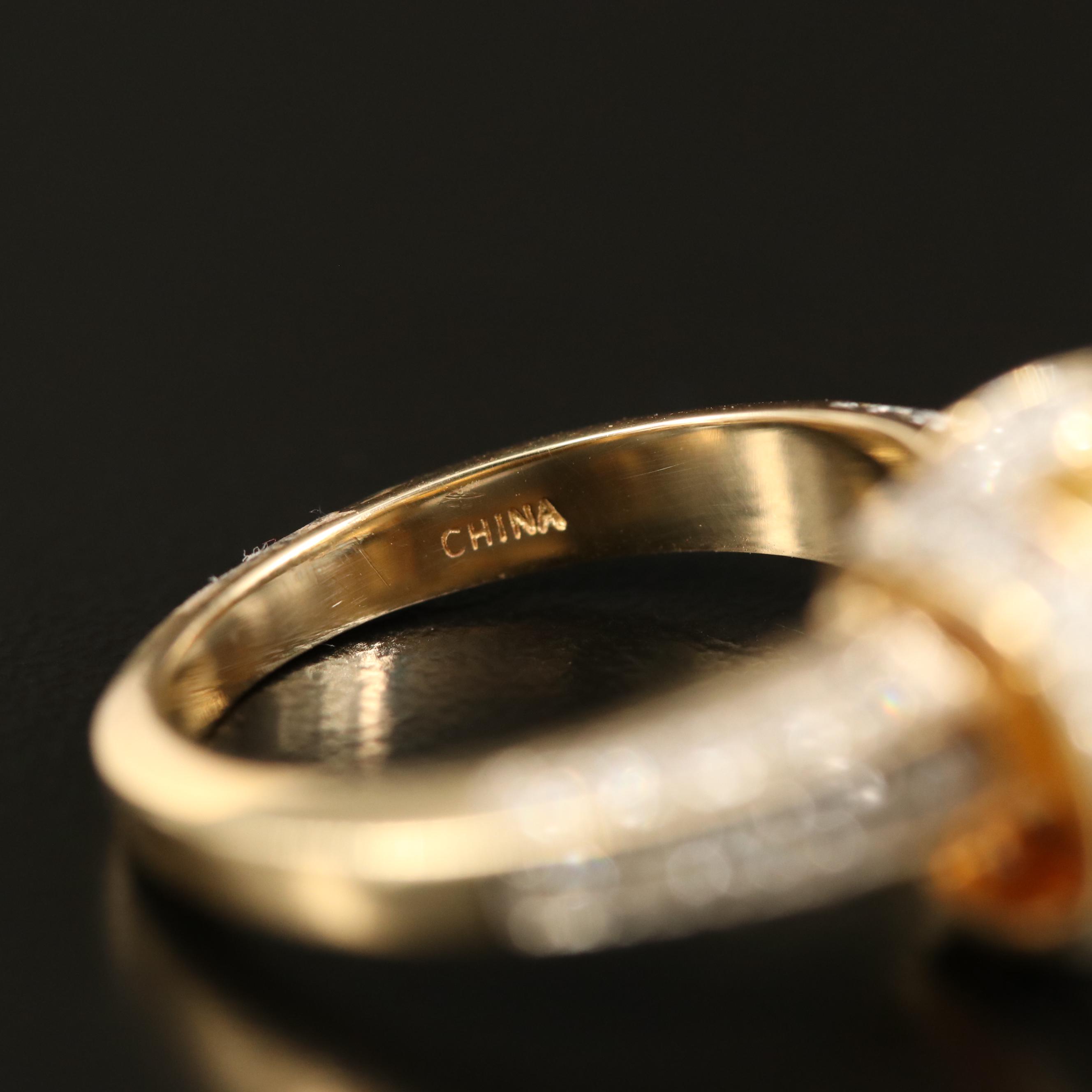 14K Pearl and Diamond Ring