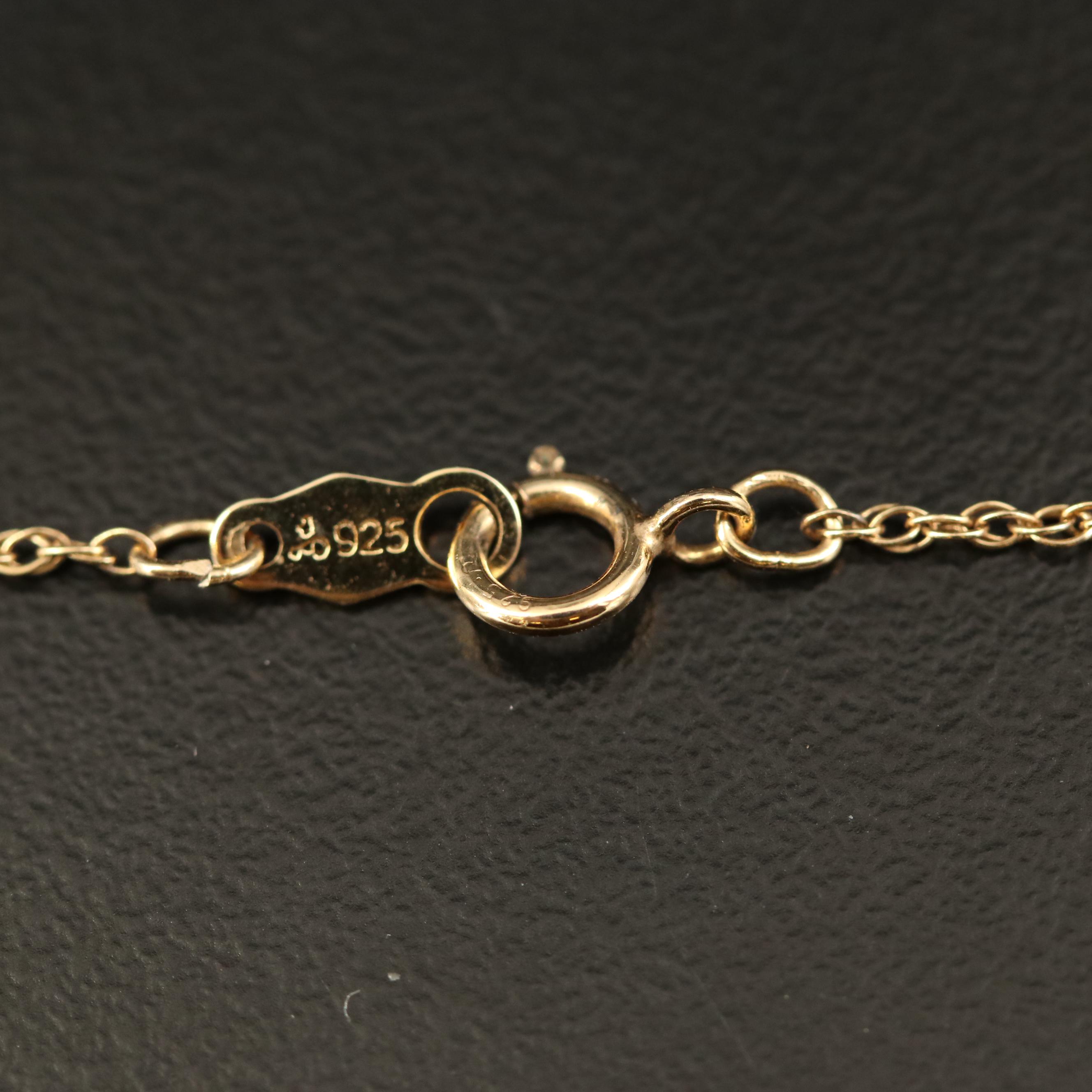 14K Rhinestone Pendant on Sterling Loose Rope Chain Necklace