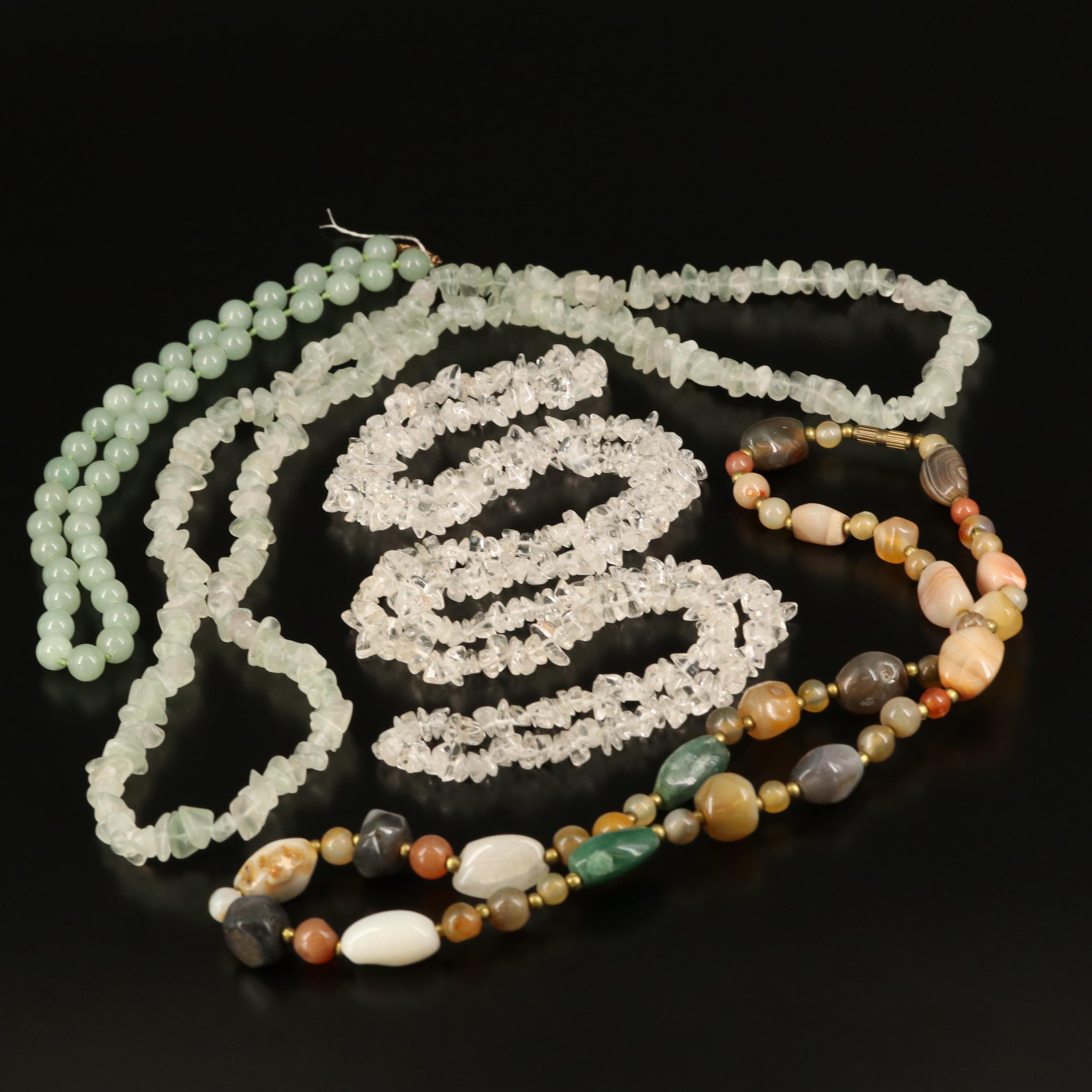 Agate, Aventurine and Quartz Beaded Necklaces