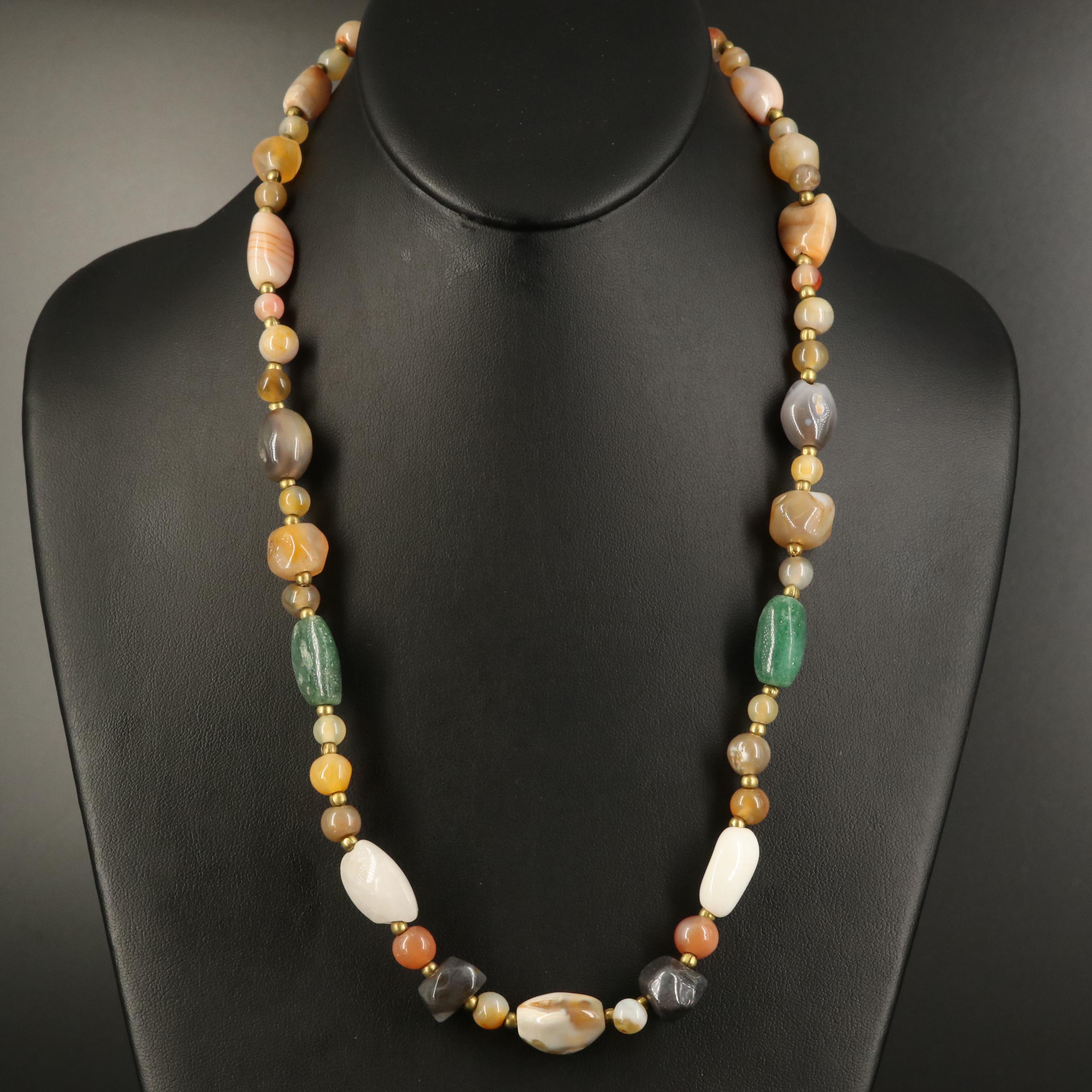 Agate, Aventurine and Quartz Beaded Necklaces