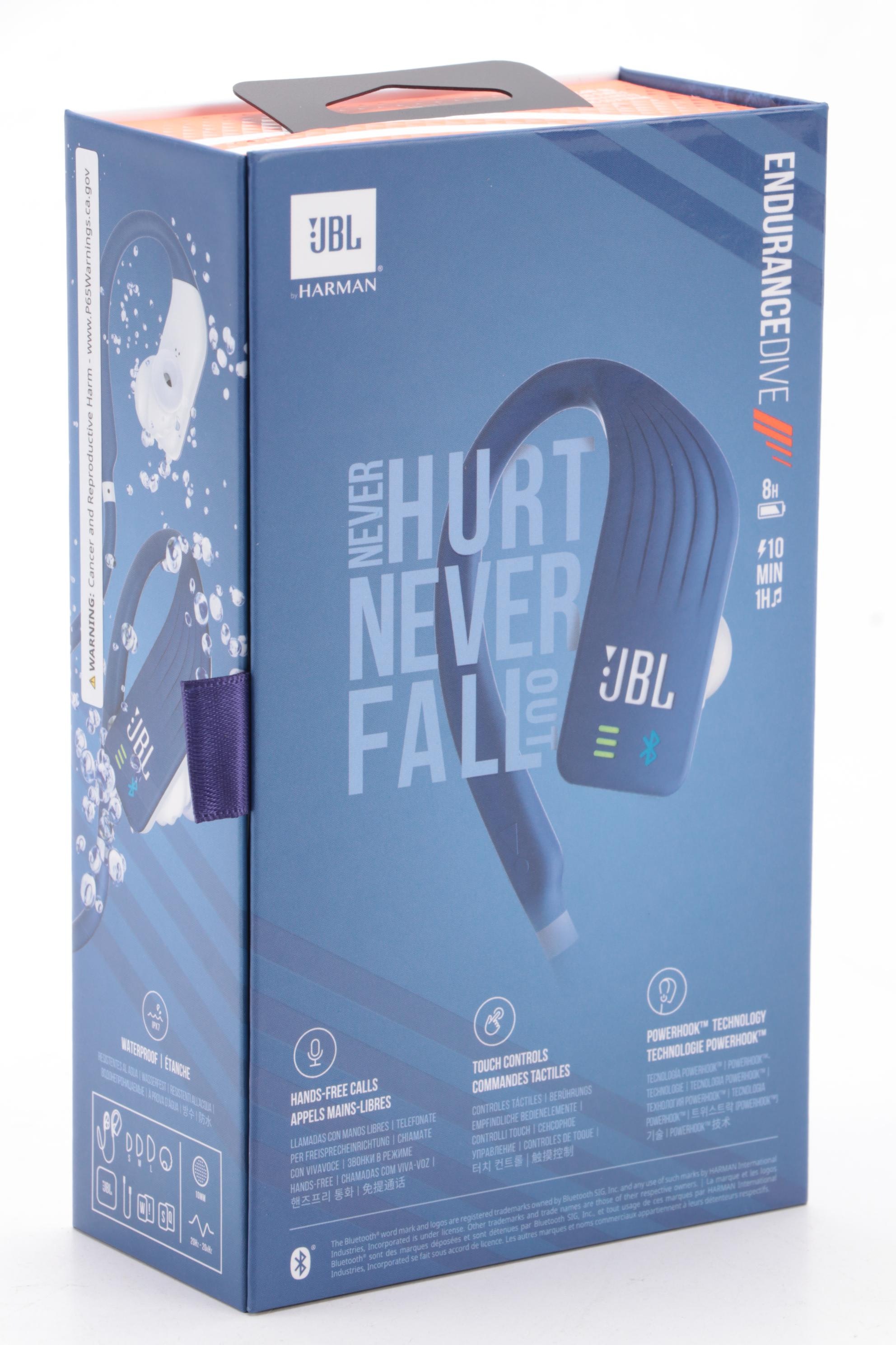 JBL with Harman "Endurance DIVE" Blue Waterproof In-Ear Bluetooth Headphones