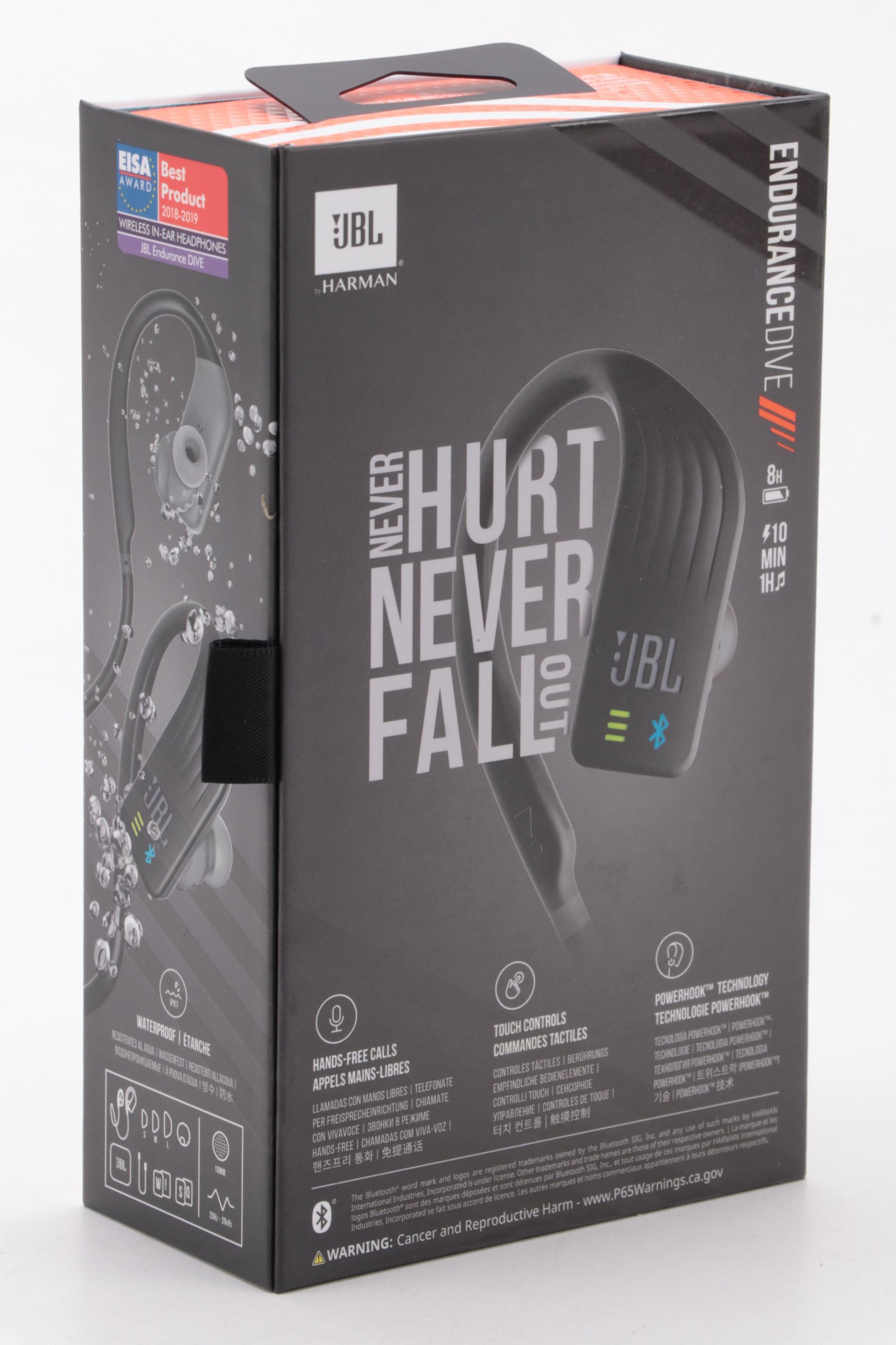 JBL by Harman "Endurance DIVE" Black Waterproof In-Ear Bluetooth Headphones