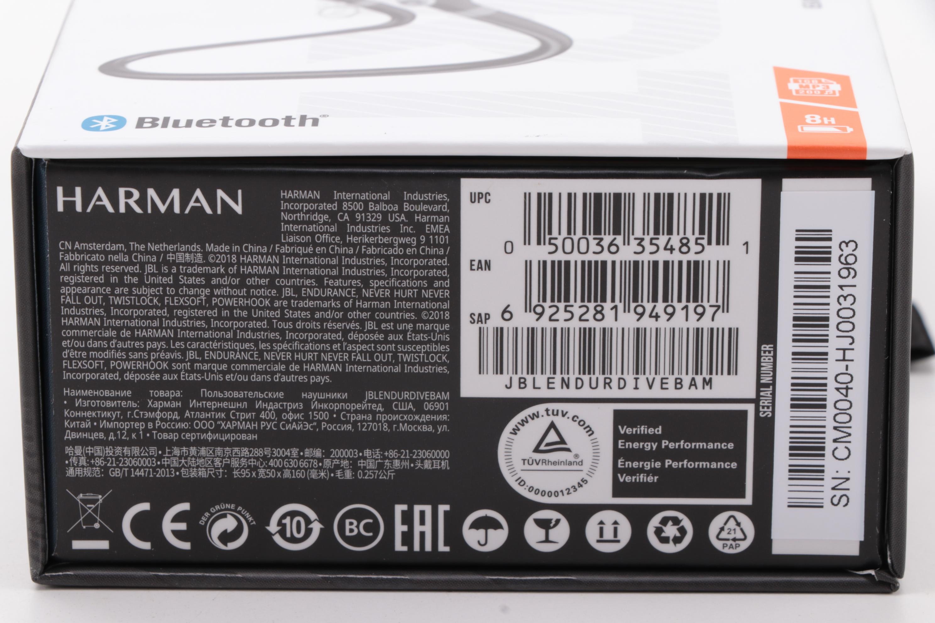 JBL by Harman "Endurance DIVE" Black Waterproof In-Ear Bluetooth Headphones