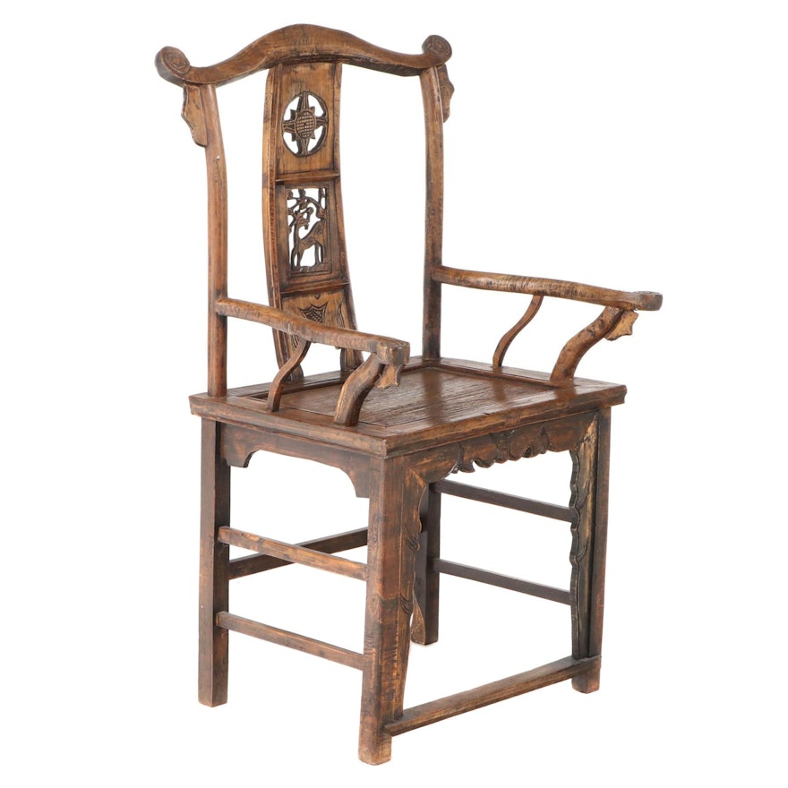 Chinese Carved Hardwood Armchair