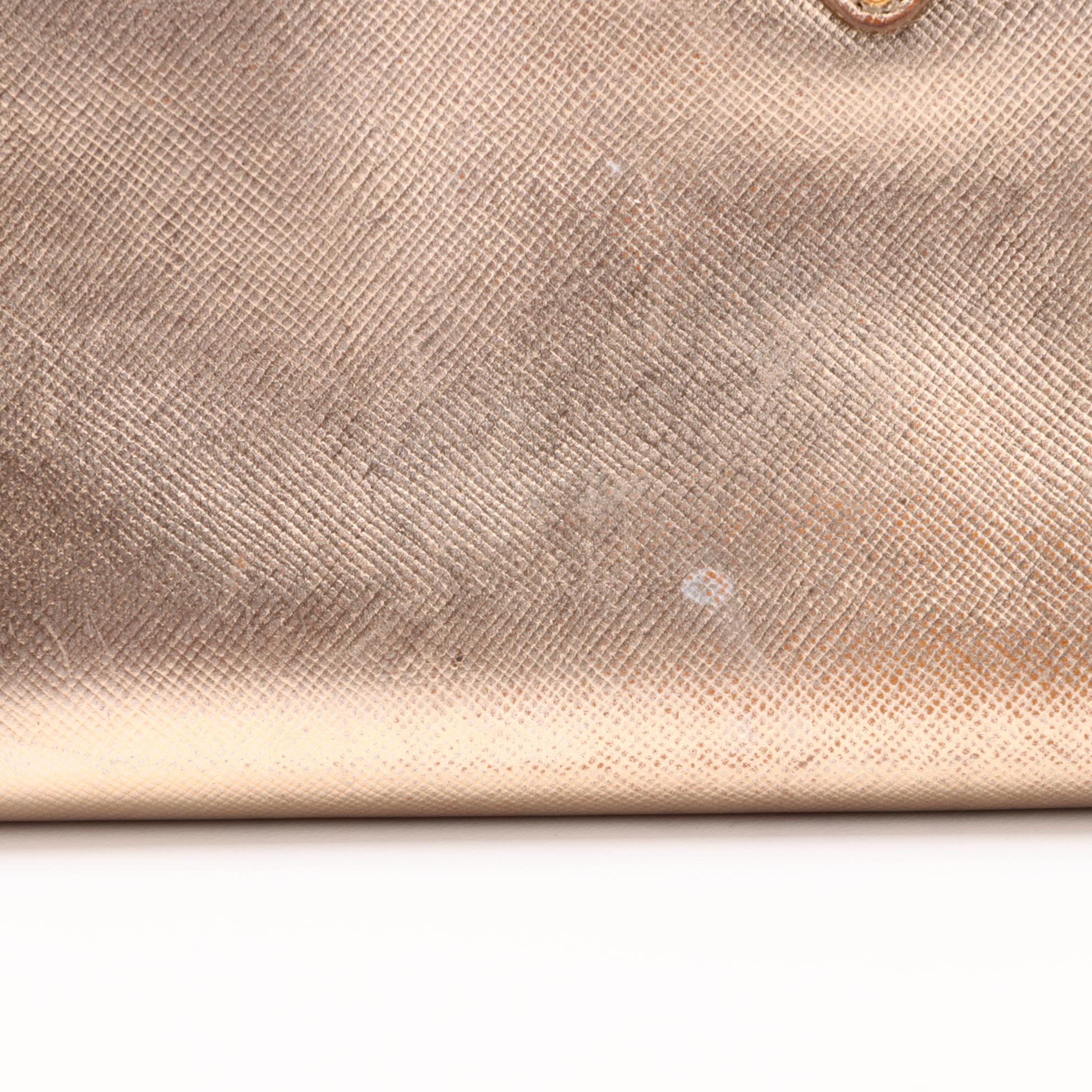 Prada Zip Wallet in Gold Metallic Saffiano Leather