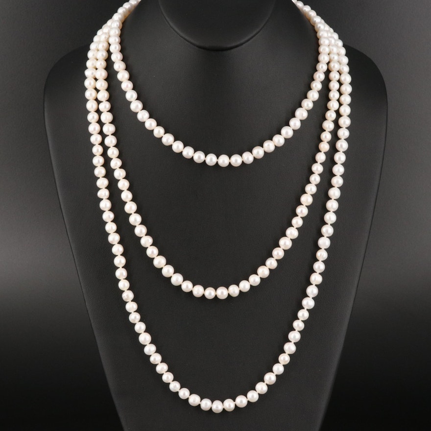 Continuous Rope Length Pearl Necklace