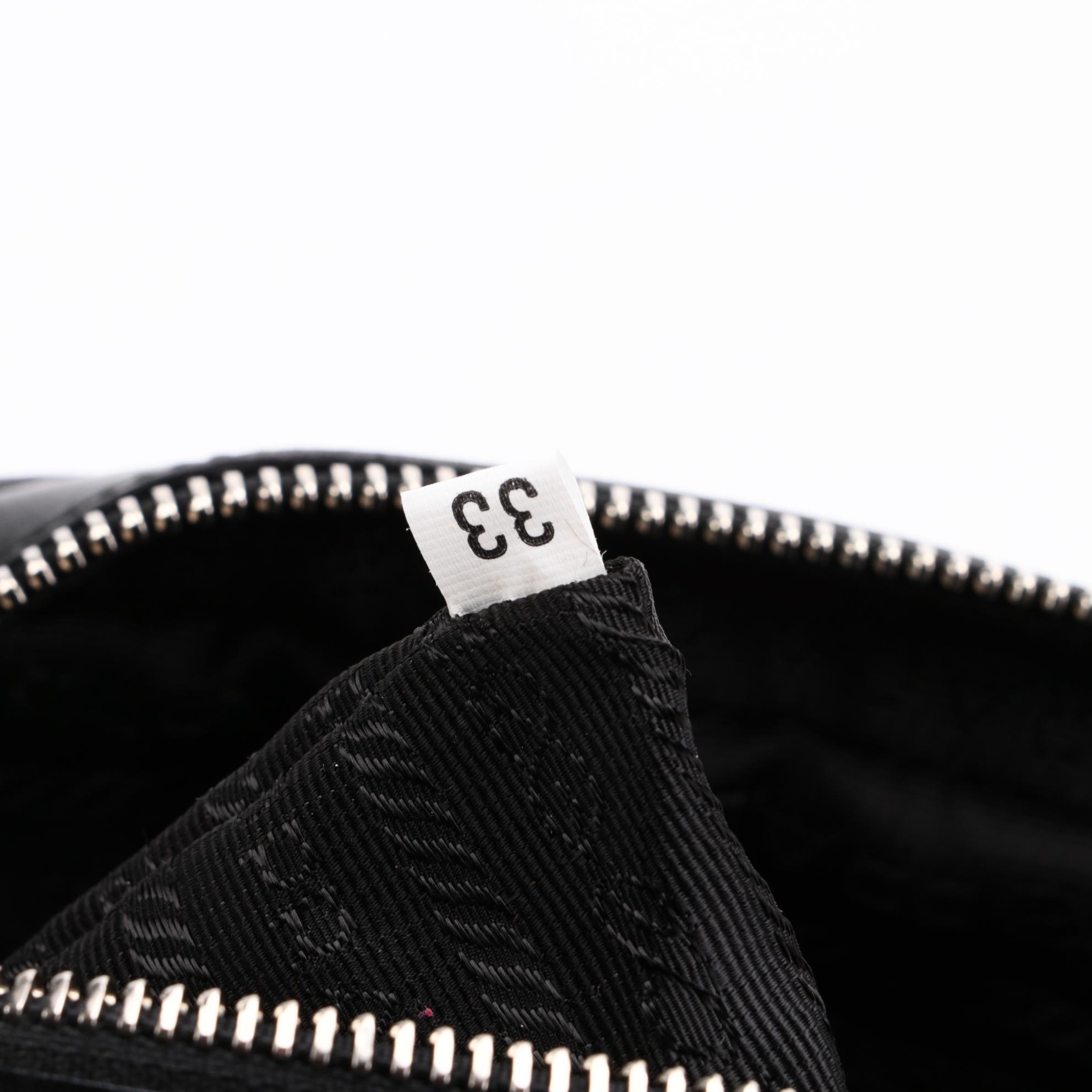 Prada Lino Nylon Tessuto and Nero Leather Handbag