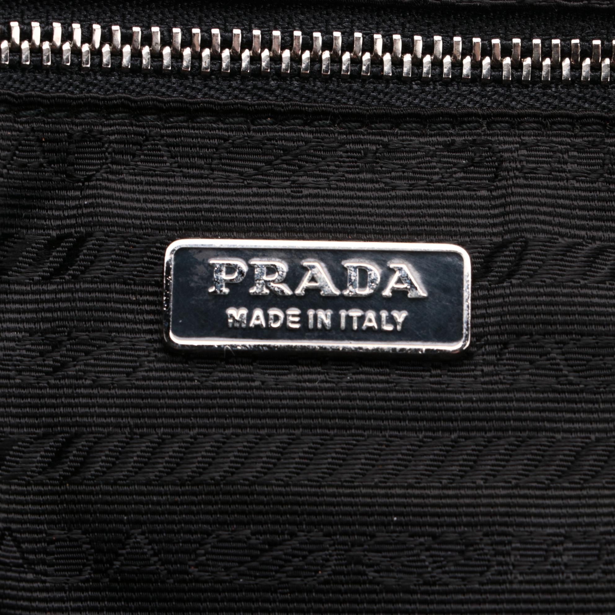 Prada Lino Nylon Tessuto and Nero Leather Handbag