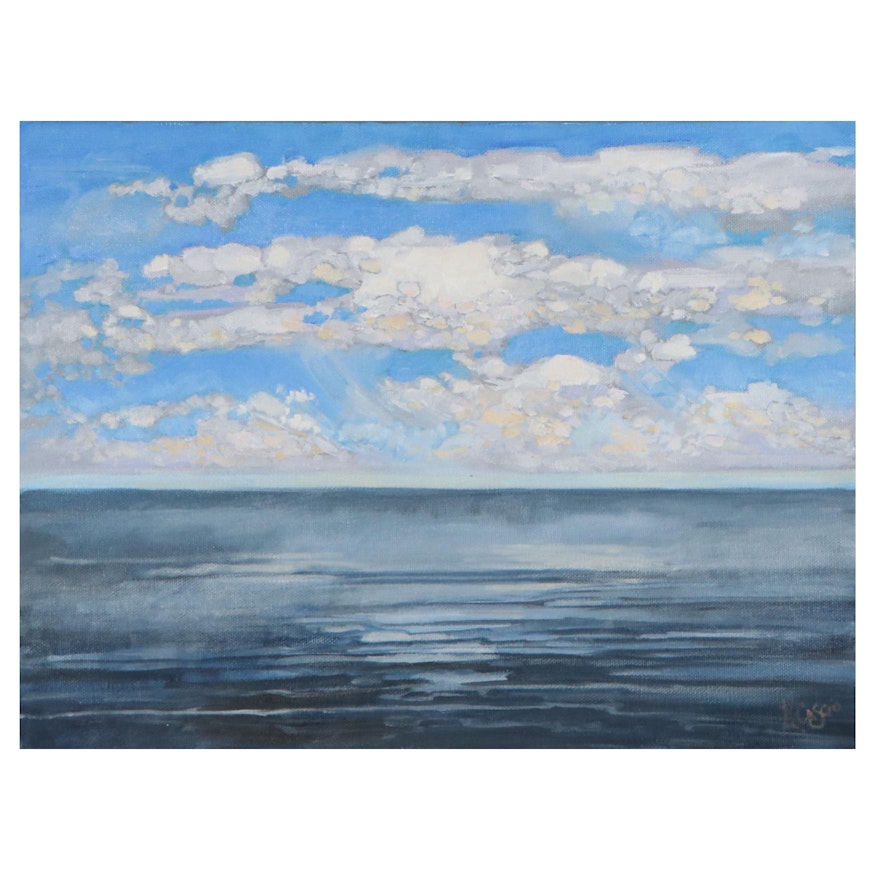 Monica Cascio Seascape Oil Painting "Luminous Sky," 2021