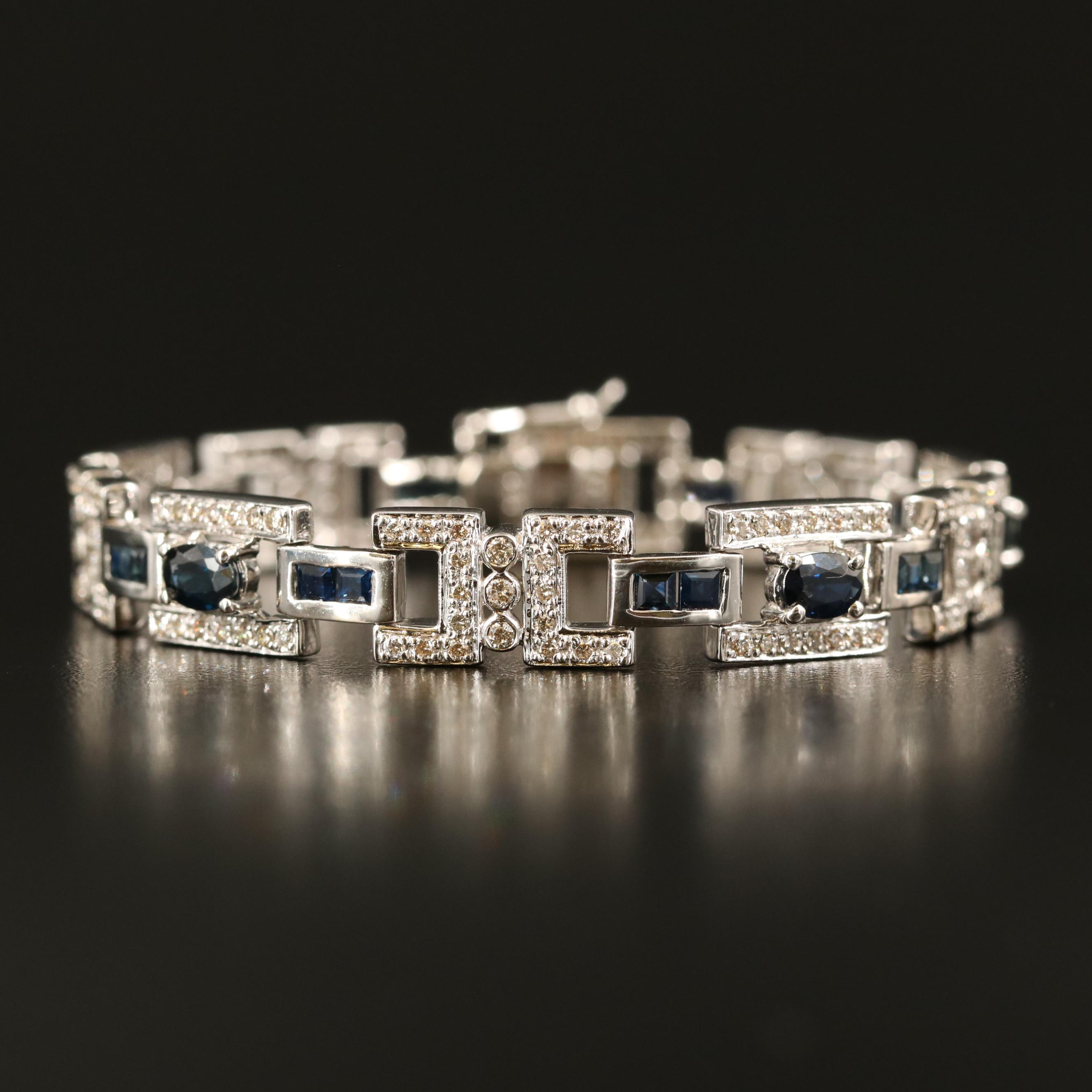 14K Sapphire and 2.08 CTW Diamond Bracelet