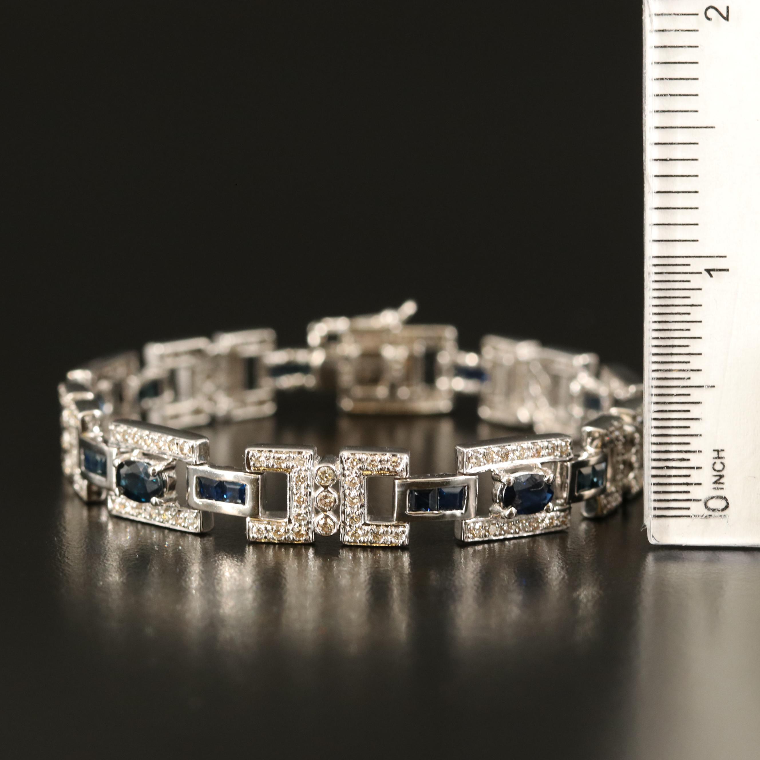 14K Sapphire and 2.08 CTW Diamond Bracelet