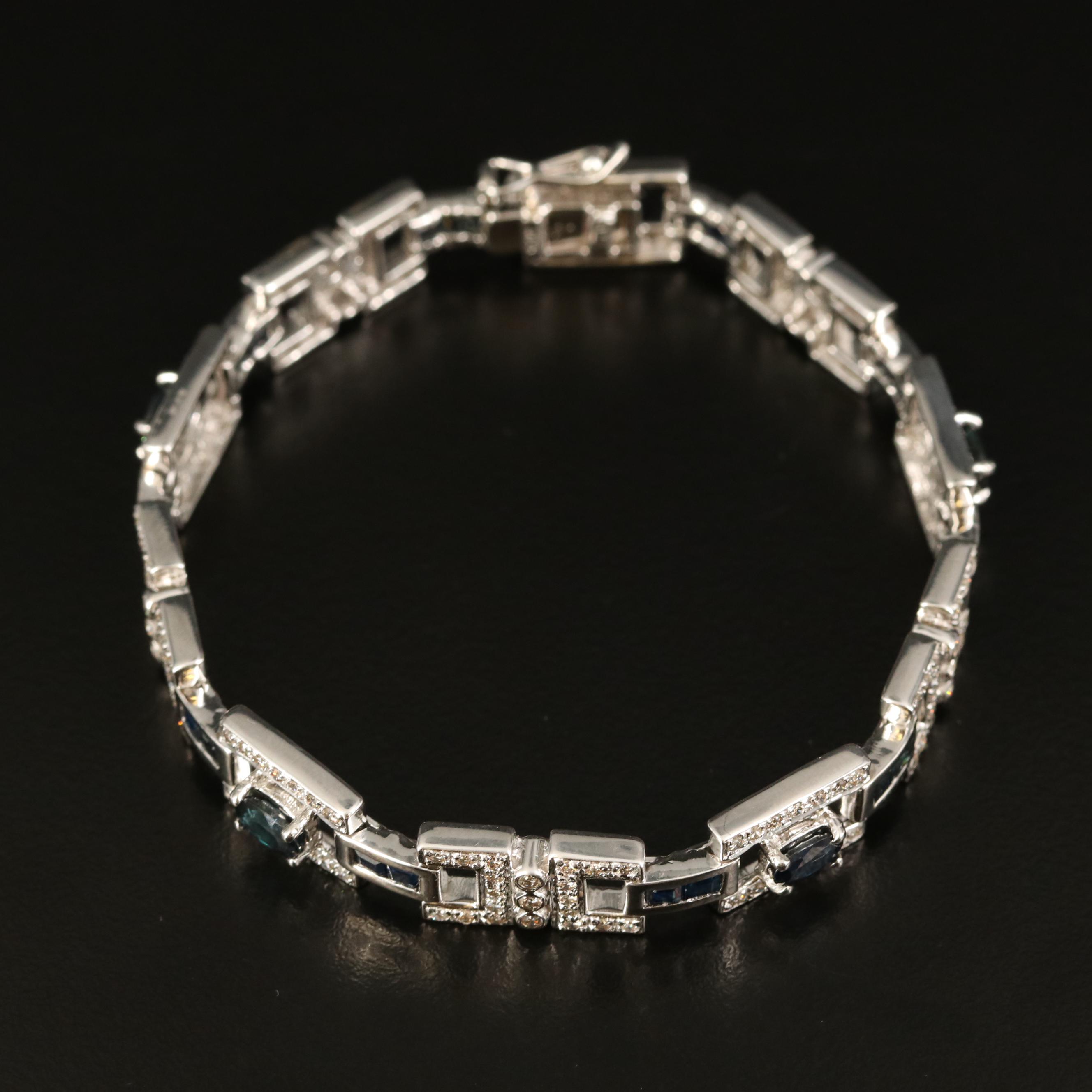 14K Sapphire and 2.08 CTW Diamond Bracelet