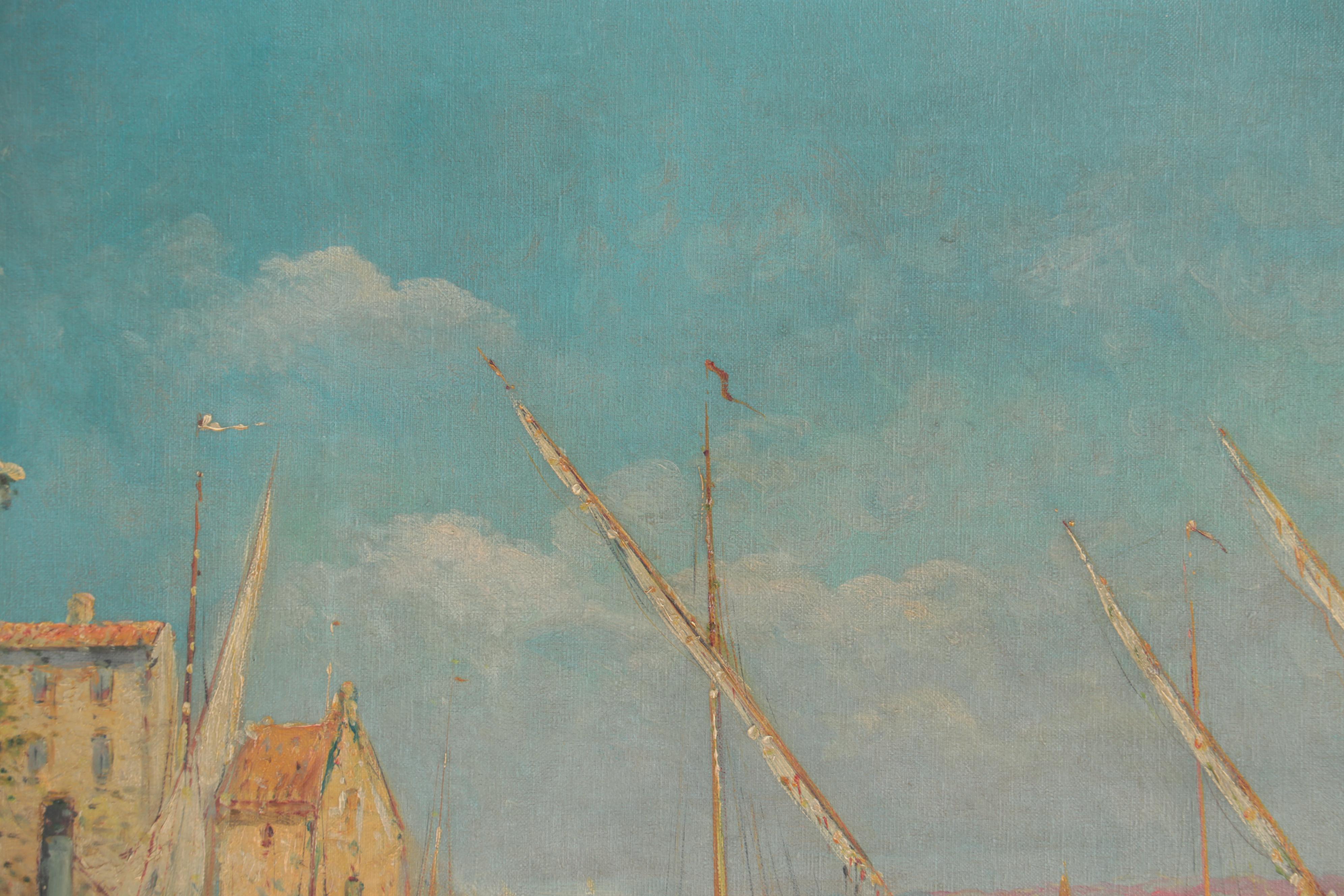 Ruth Elgart Southern European Harbor Scene Oil Painting