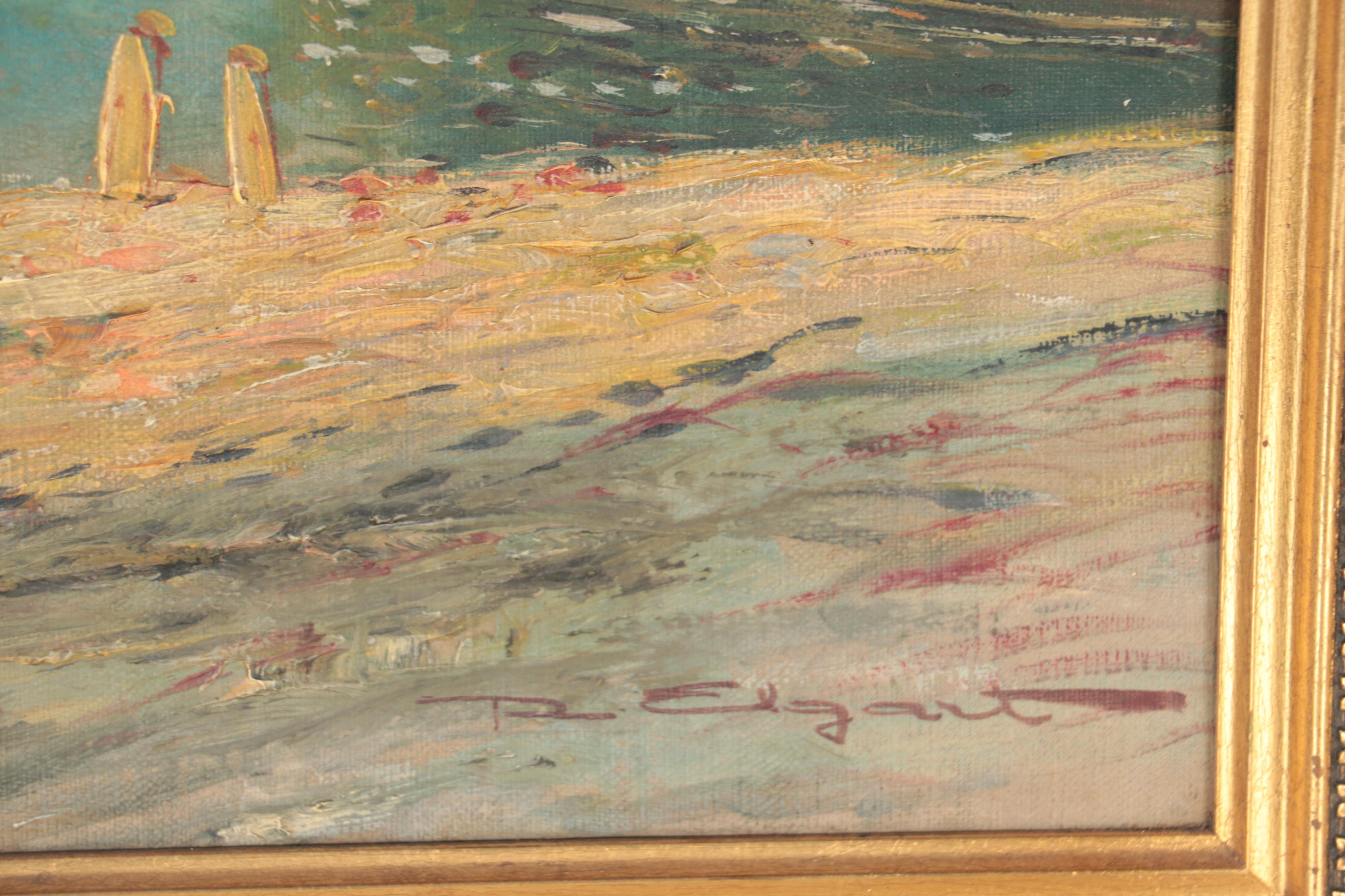Ruth Elgart Southern European Harbor Scene Oil Painting