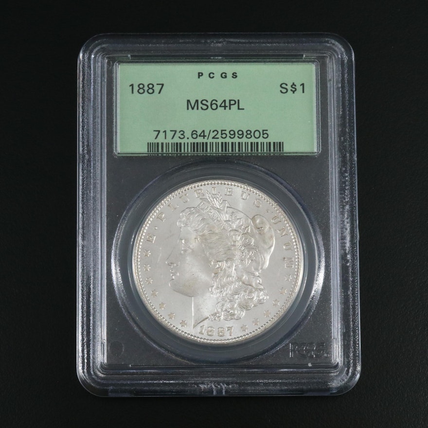 PCGS Graded MS64PL 1887 Morgan Silver Dollar