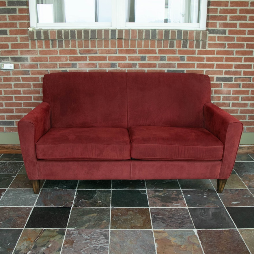 Flexsteel "Digby" Burgundy-Red Upholstered Two-Seat Sofa