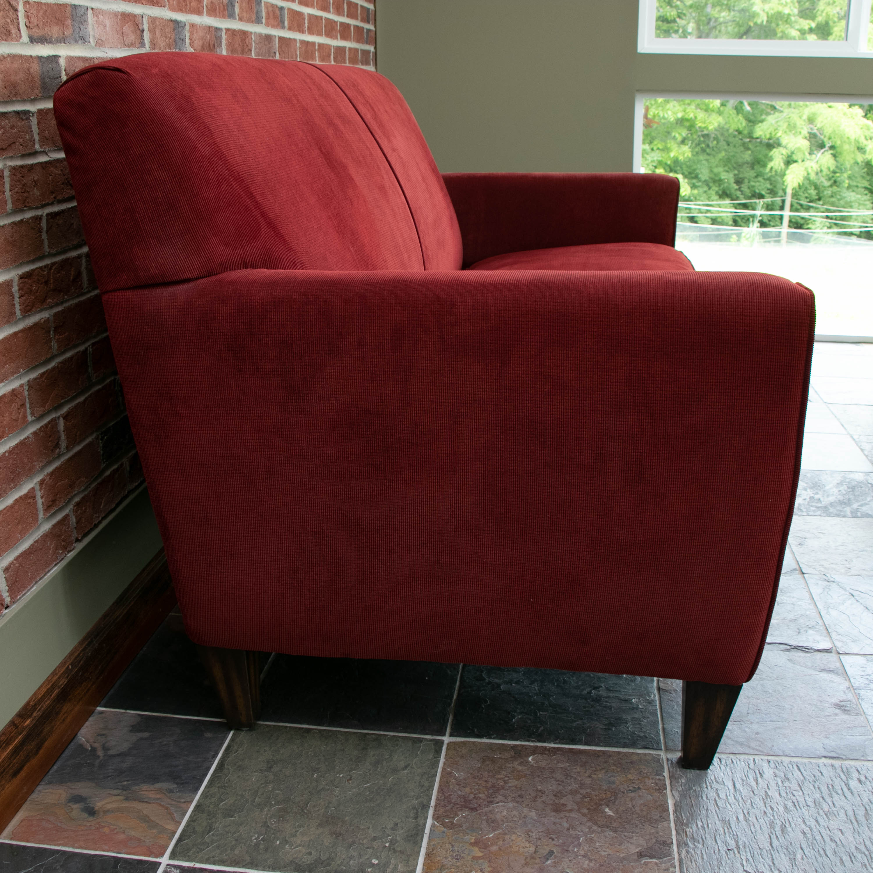 Flexsteel "Digby" Burgundy-Red Upholstered Two-Seat Sofa