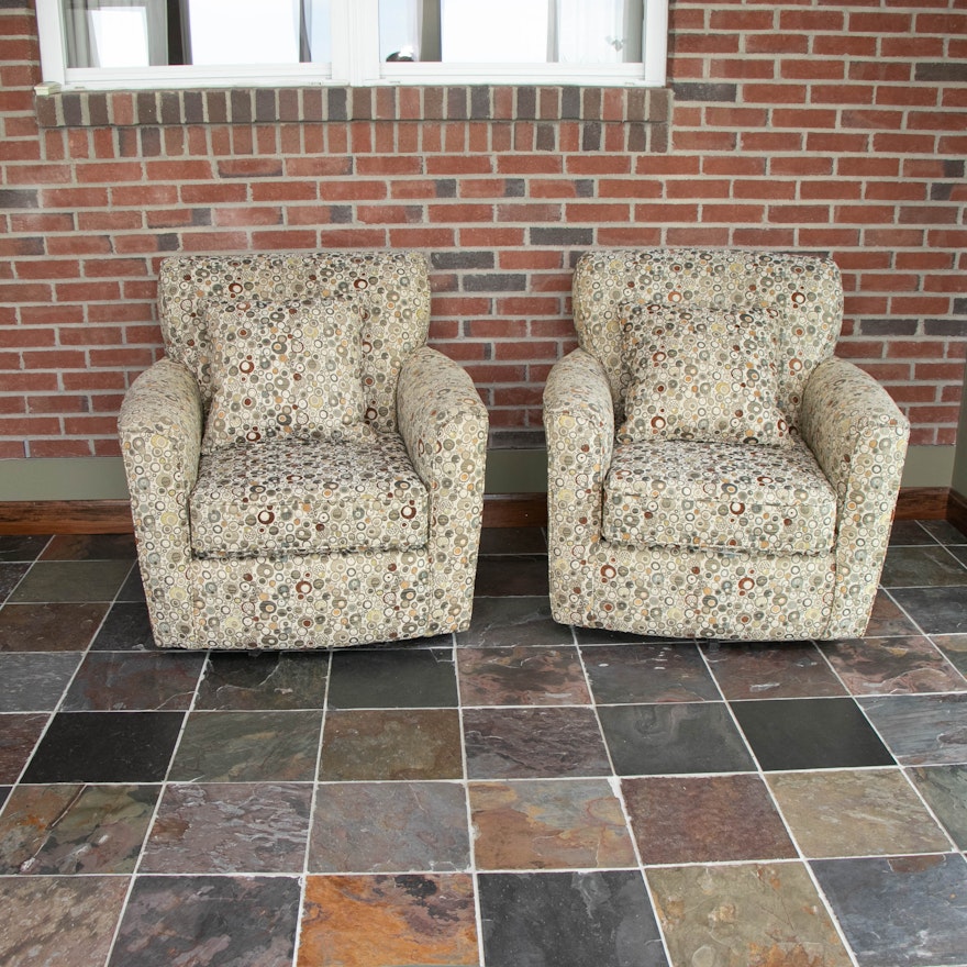 Pair of Best Chairs Inc. Swivel Club Chairs