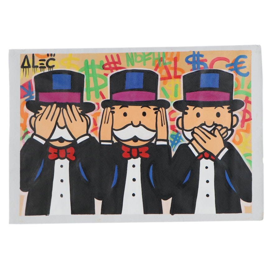 Oil Painting over Giclée after Alec Monopoly, 21st Century