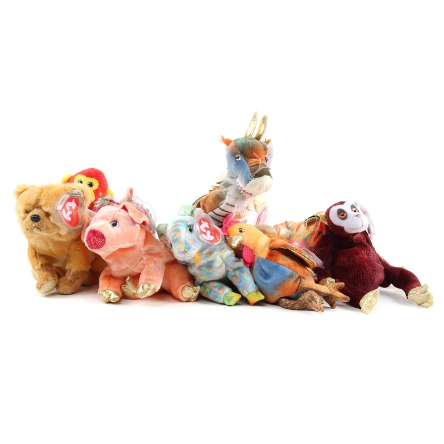 Ty "Rooster", "Dragon" and Other Chinese Zodiac Animal Beanie Babies