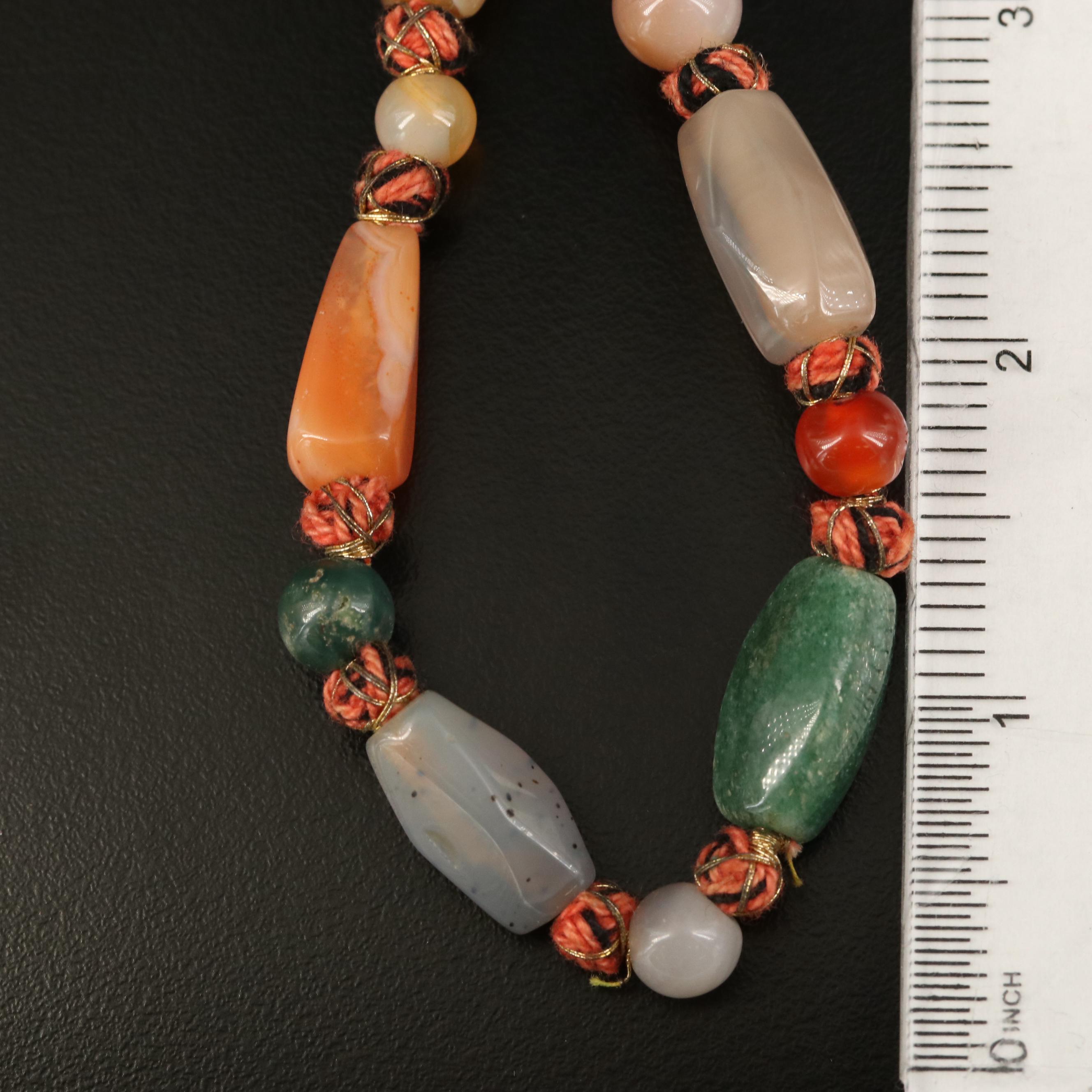 Beaded Endless Necklaces with Malachite, Tiger's Eye and Agate