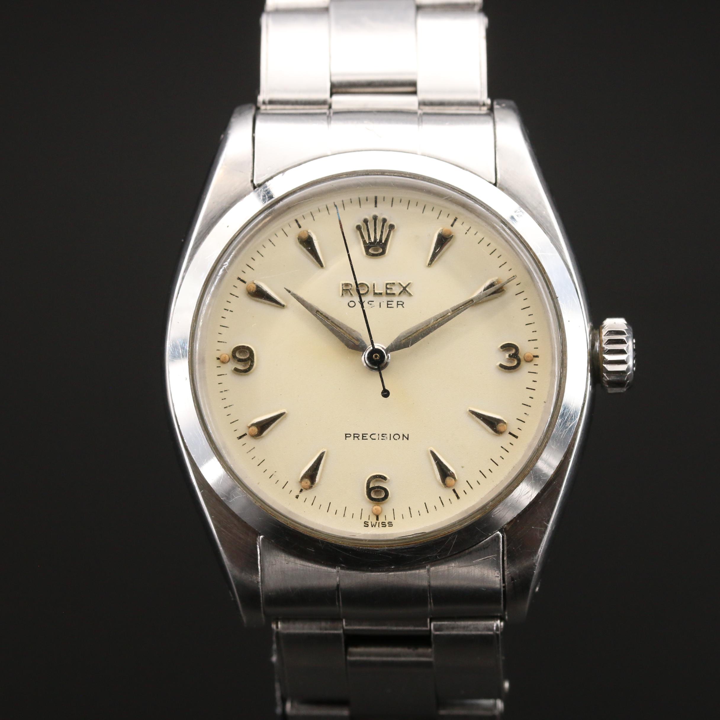 1956 Rolex Oyster Precision 6422 Stainless Steel Stem Wind Watch