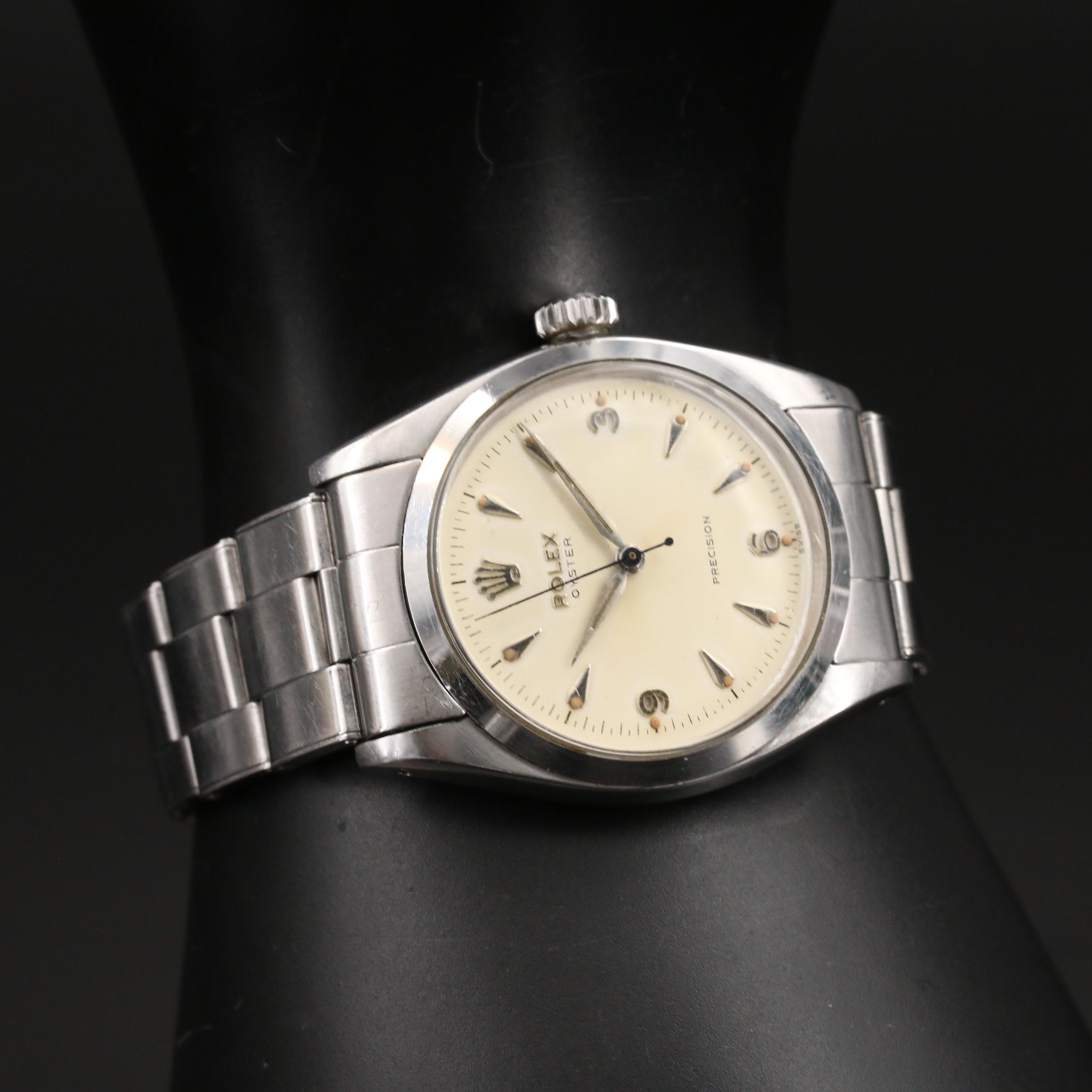 1956 Rolex Oyster Precision 6422 Stainless Steel Stem Wind Watch