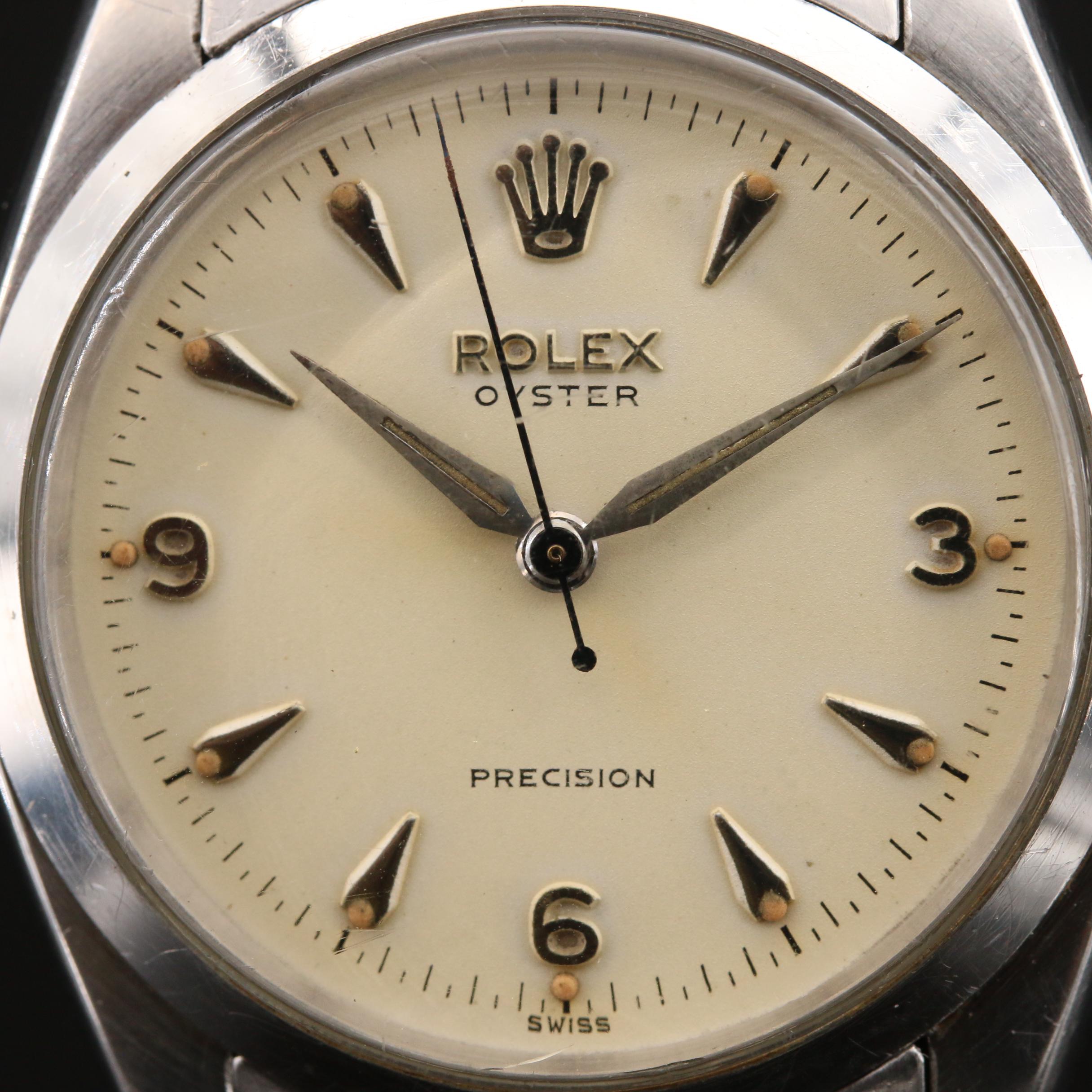 1956 Rolex Oyster Precision 6422 Stainless Steel Stem Wind Watch