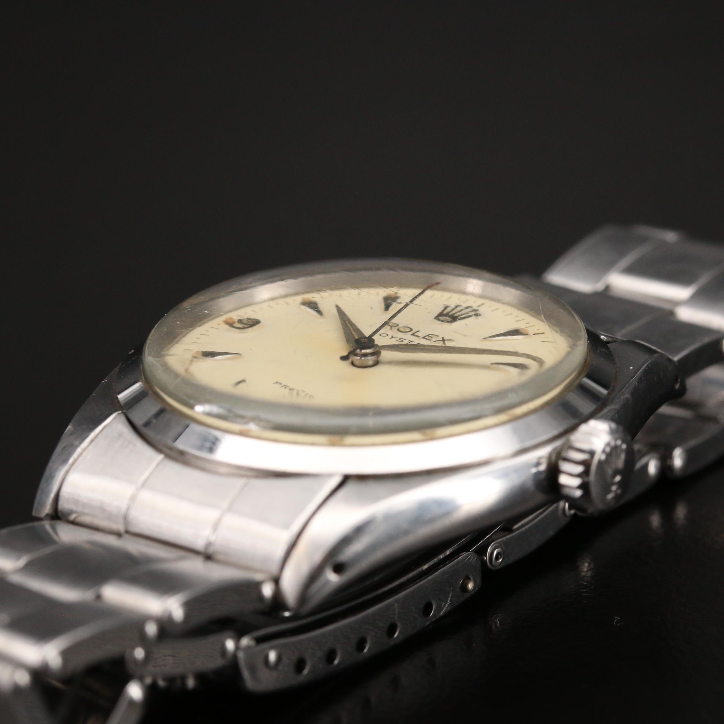 1956 Rolex Oyster Precision 6422 Stainless Steel Stem Wind Watch