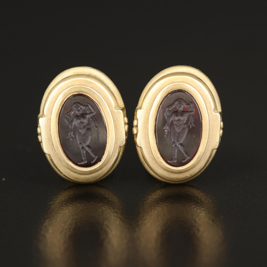 Barry Kieselstein-Cord 18K Garnet Intaglio Cufflinks