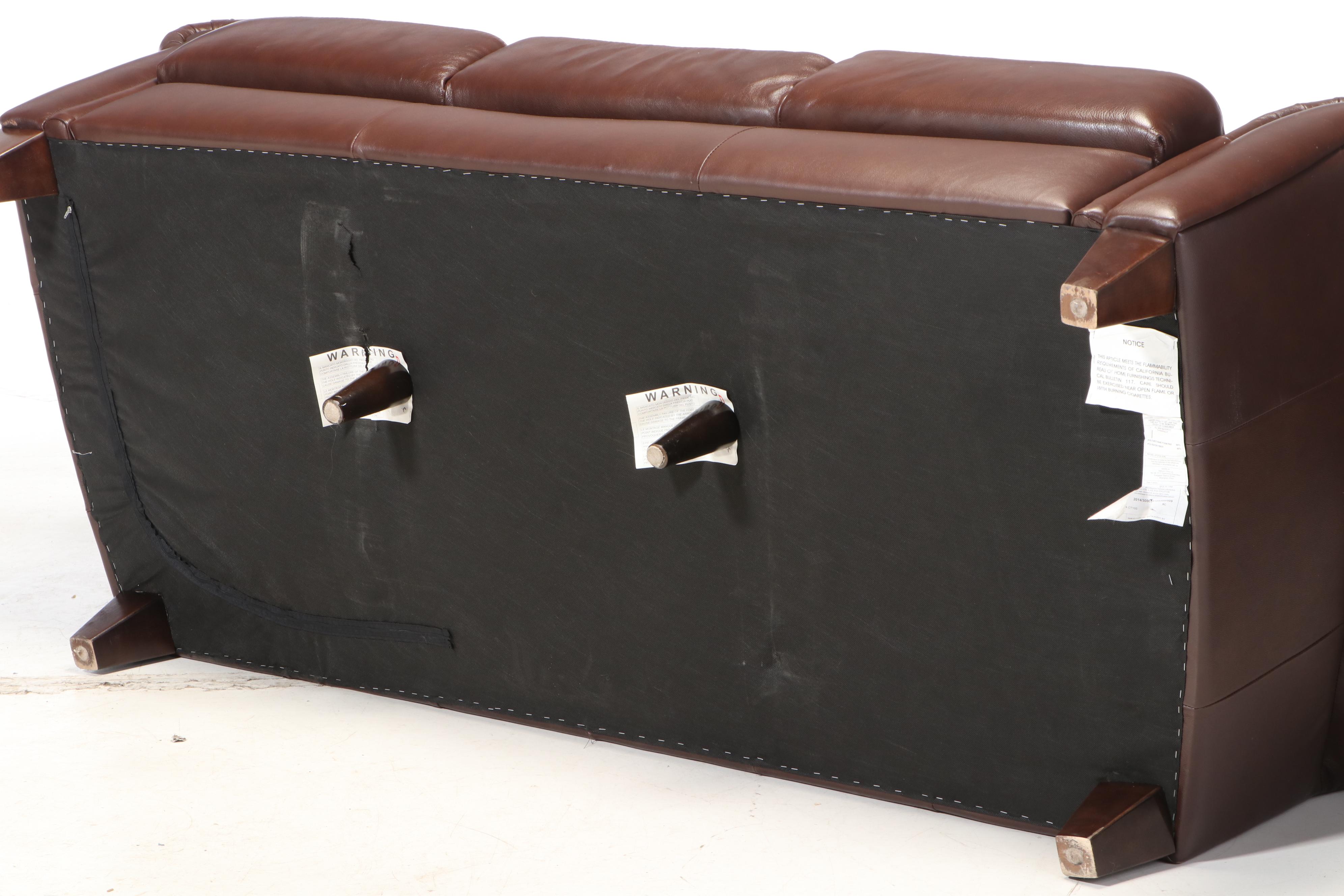 Natuzzi China Bonded Leather Roll-Arm Sofa