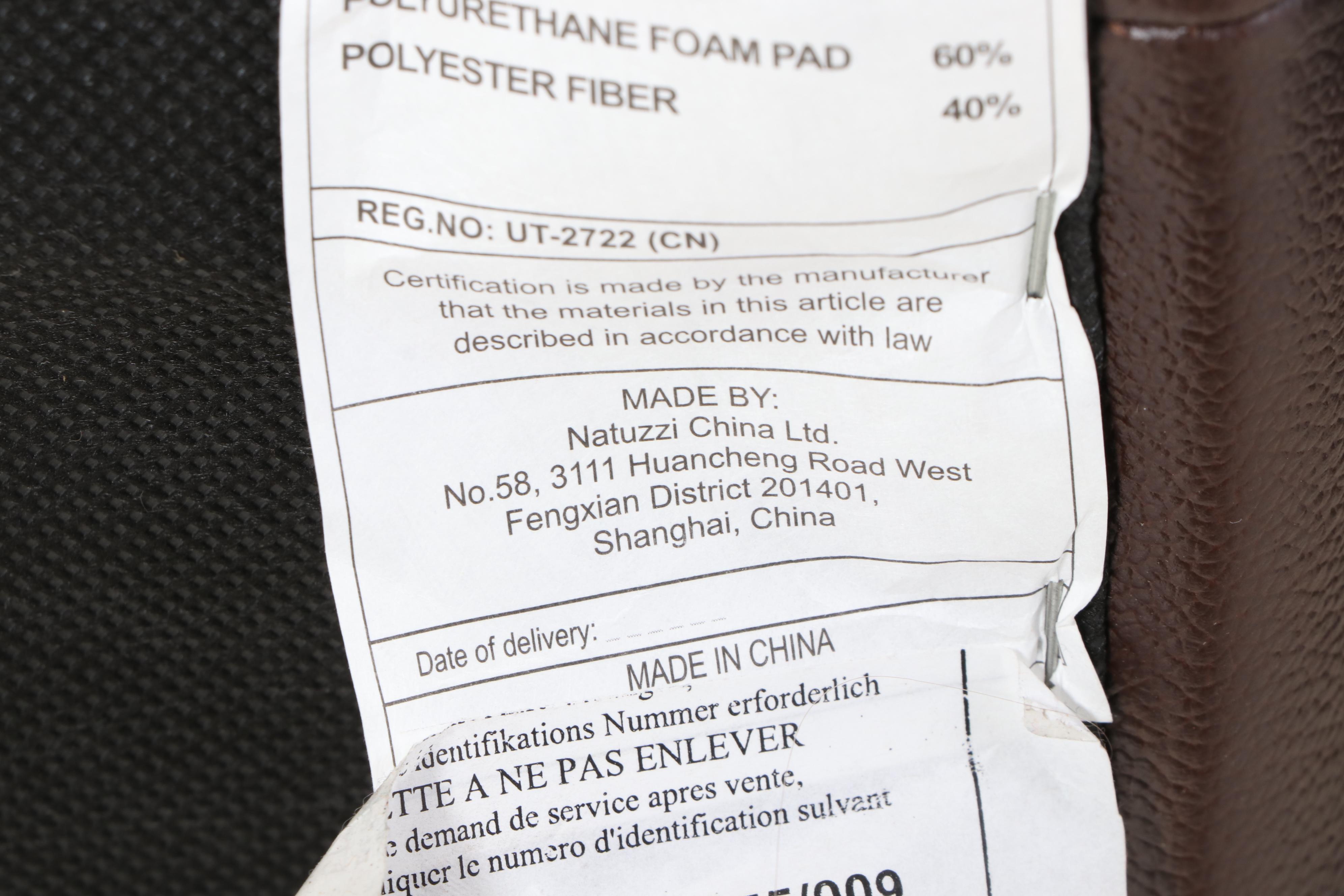 Natuzzi China Bonded Leather Roll-Arm Sofa