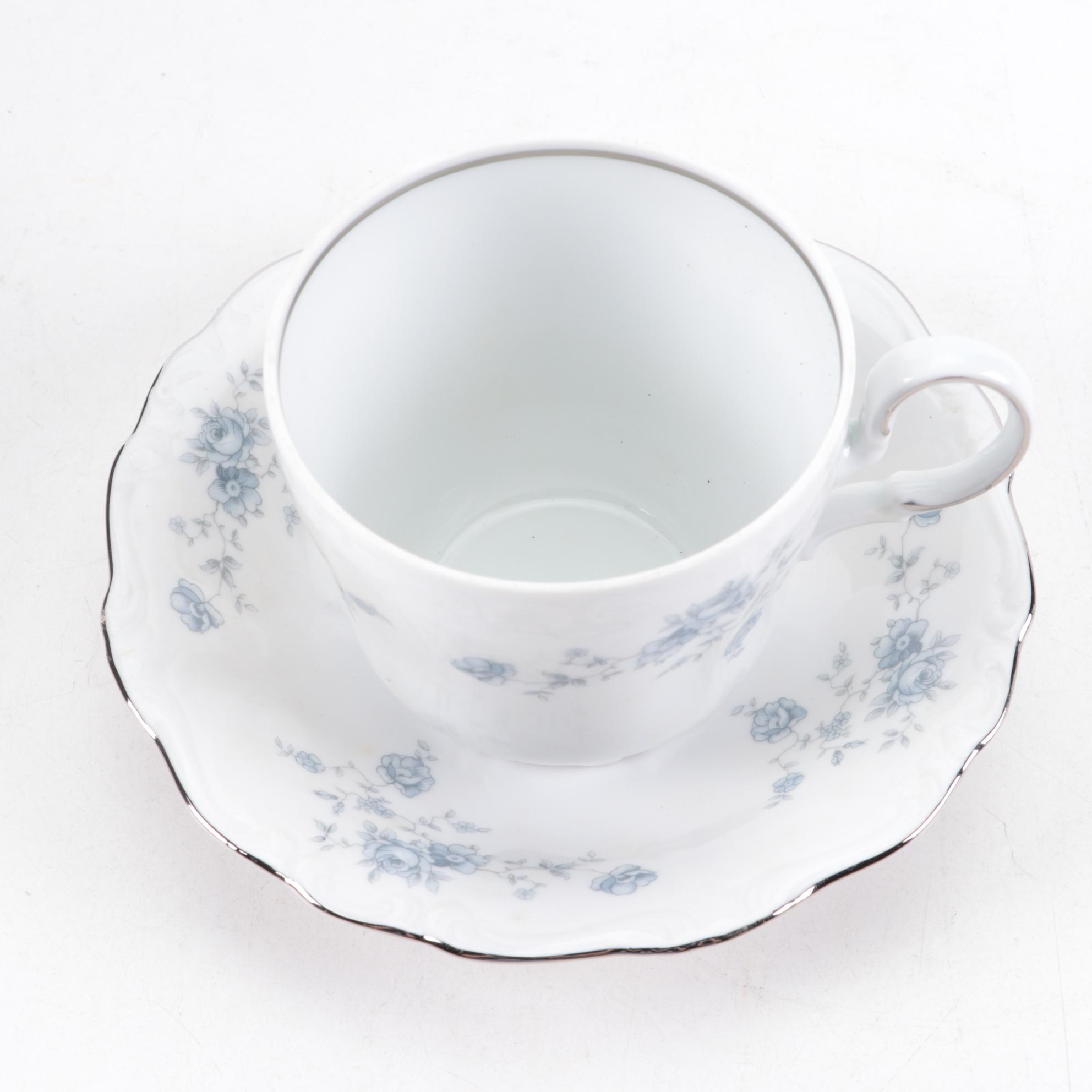 Johann Haviland "Blue Garland" Porcelain Teacups and Saucers