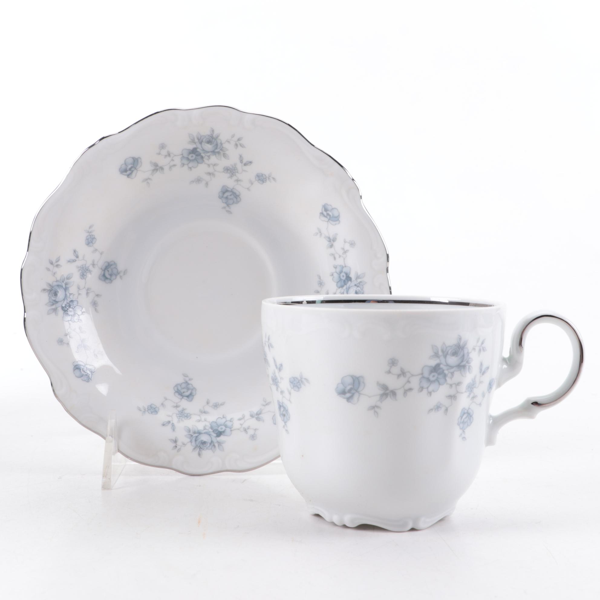 Johann Haviland "Blue Garland" Porcelain Teacups and Saucers