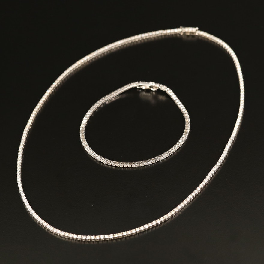 14K 6.13 CTW Diamond Line Necklace and Bracelet Set