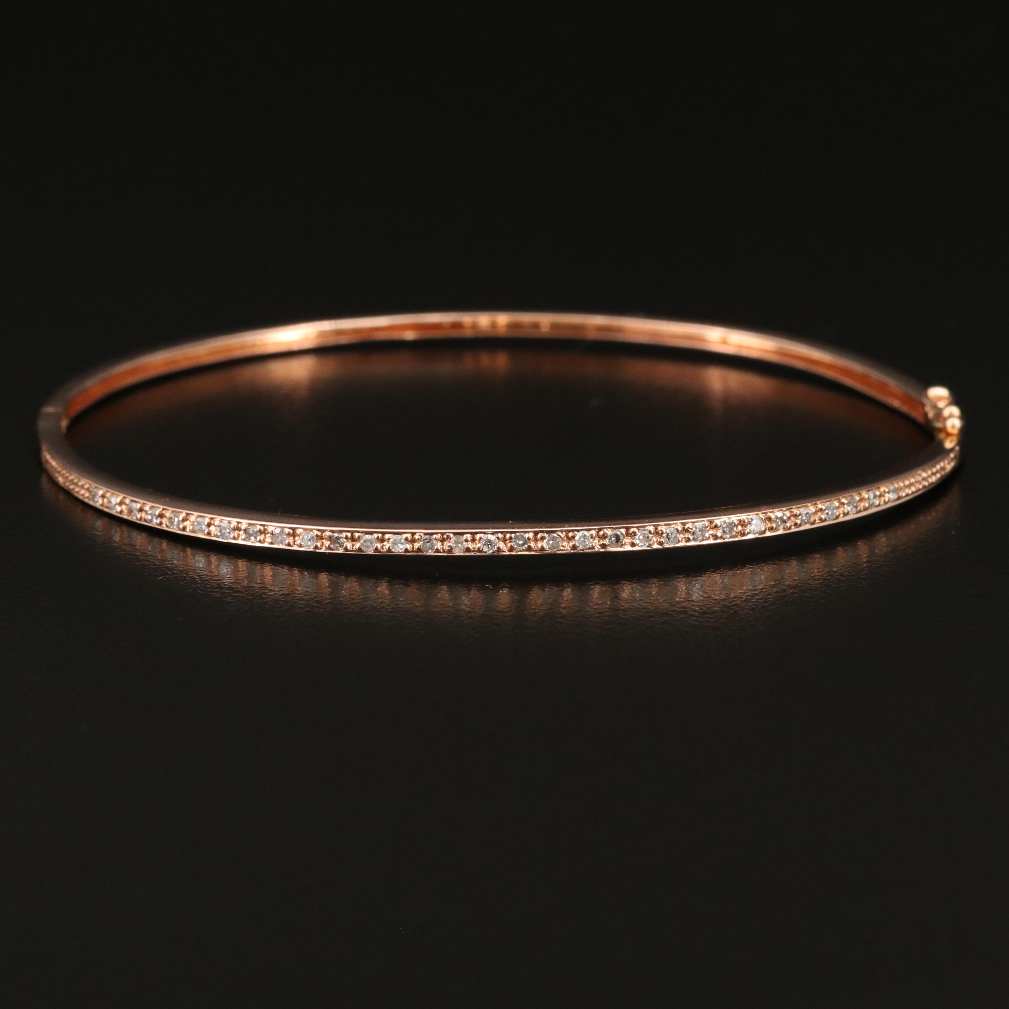 14K Tri-Color Diamond Hinged Bangles