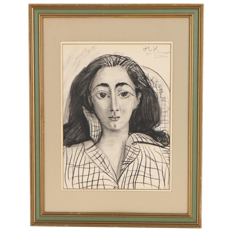 Portrait Lithograph after Pablo Picasso "Jacqueline," Mid-Late 20th Century