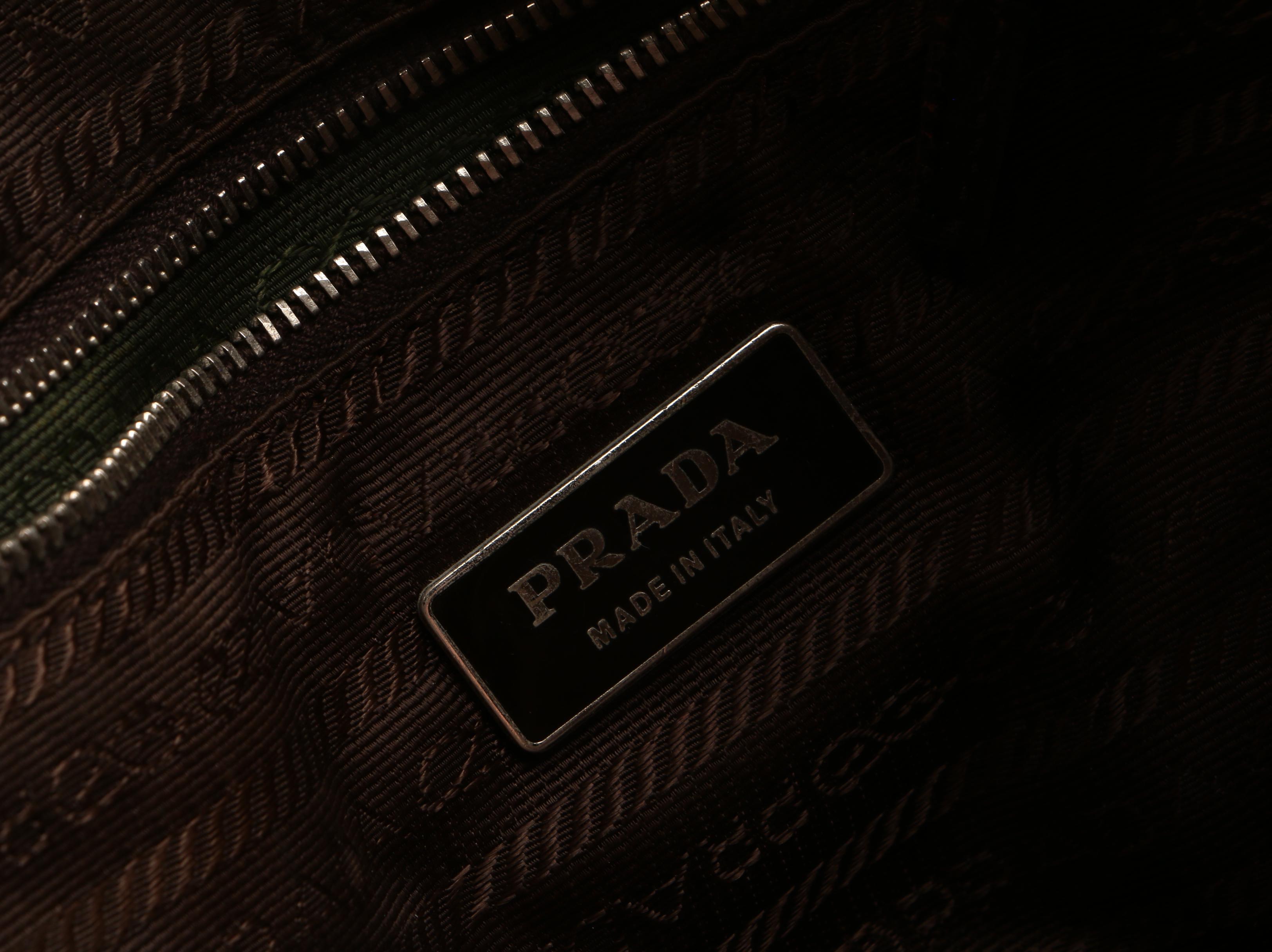 Prada Domed Handbag in Beige Canvas with Orange Leather Trim