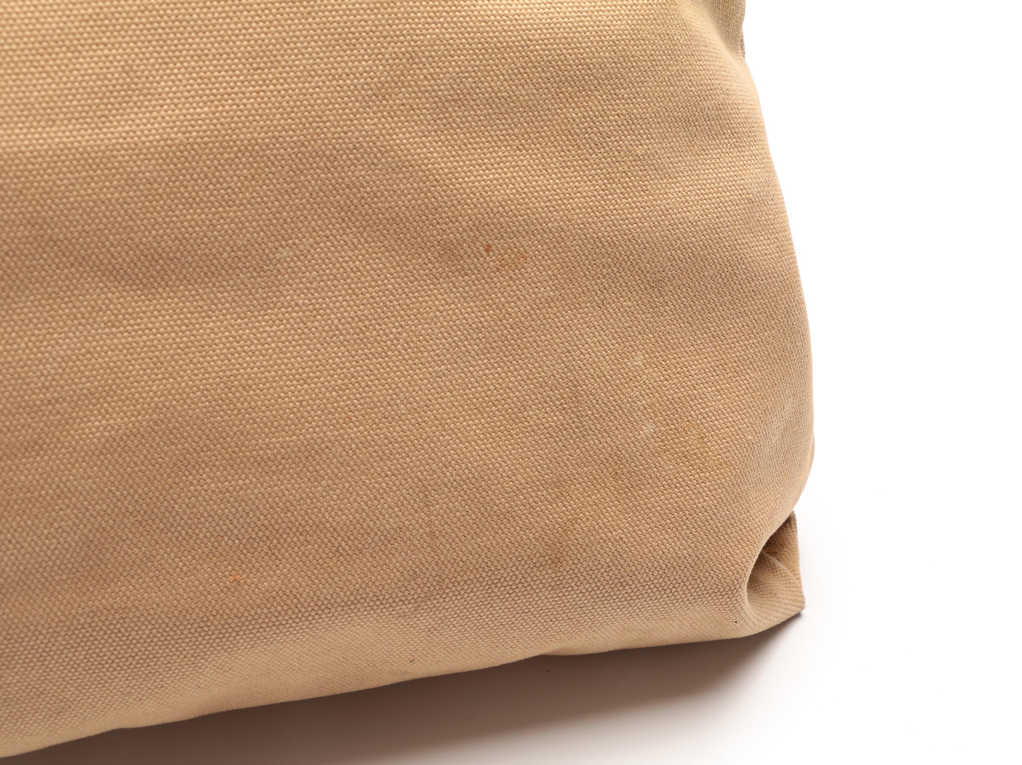 Prada Domed Handbag in Beige Canvas with Orange Leather Trim