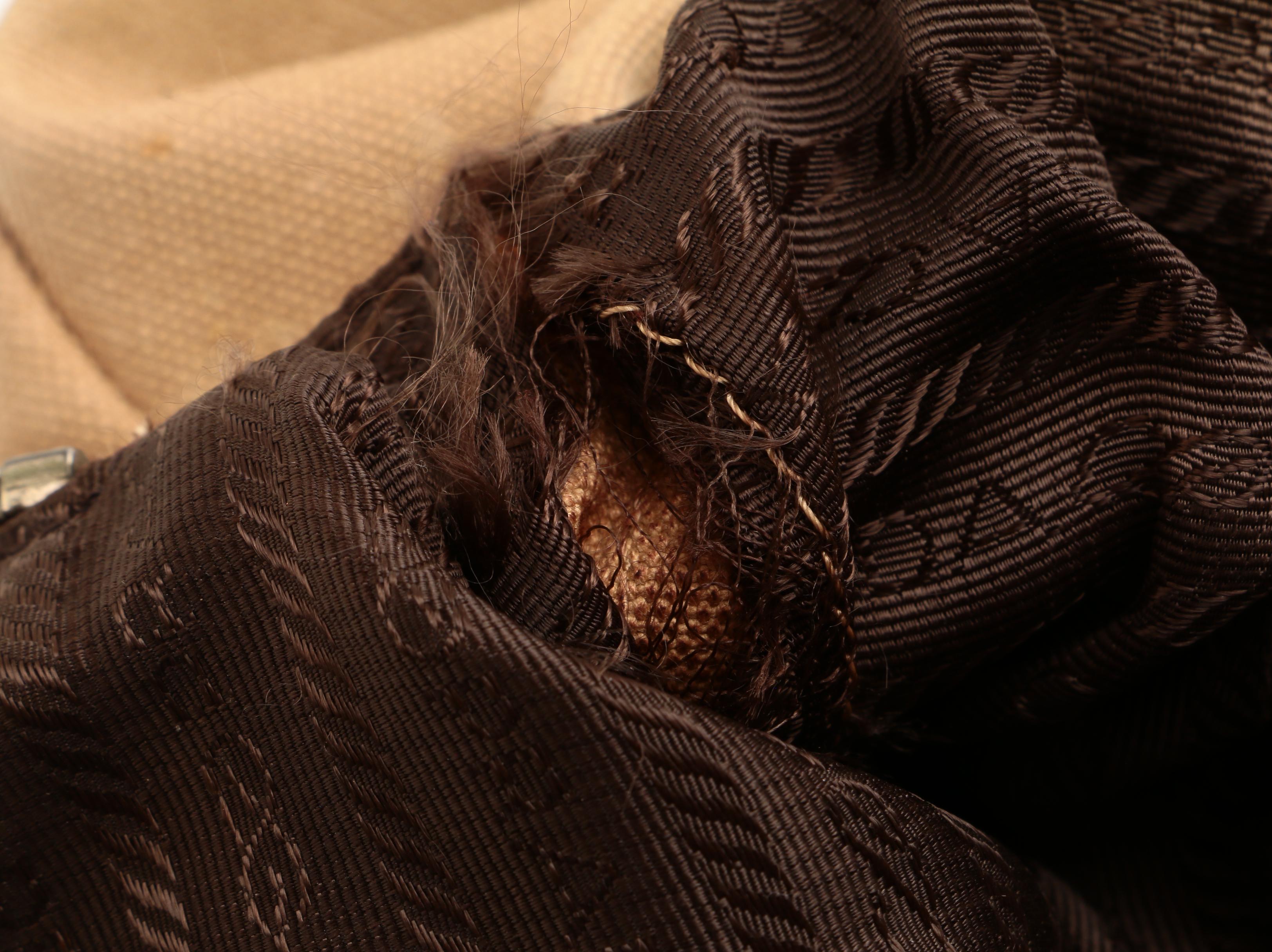 Prada Domed Handbag in Beige Canvas with Orange Leather Trim