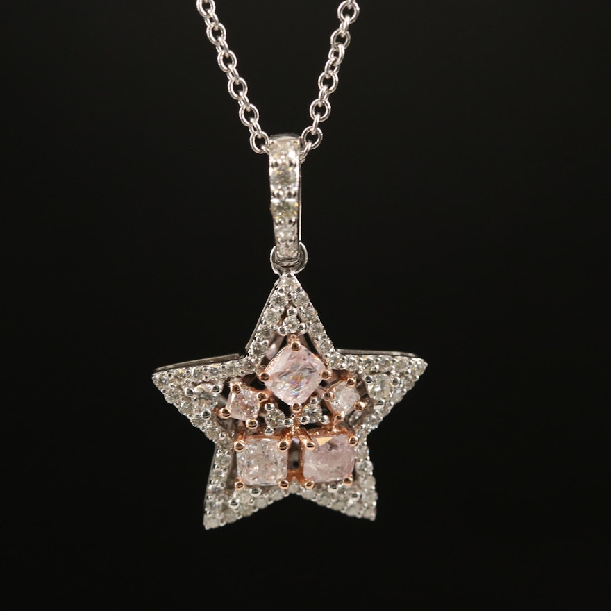 18K 1.01 CTW Diamond Star Pendant Necklace