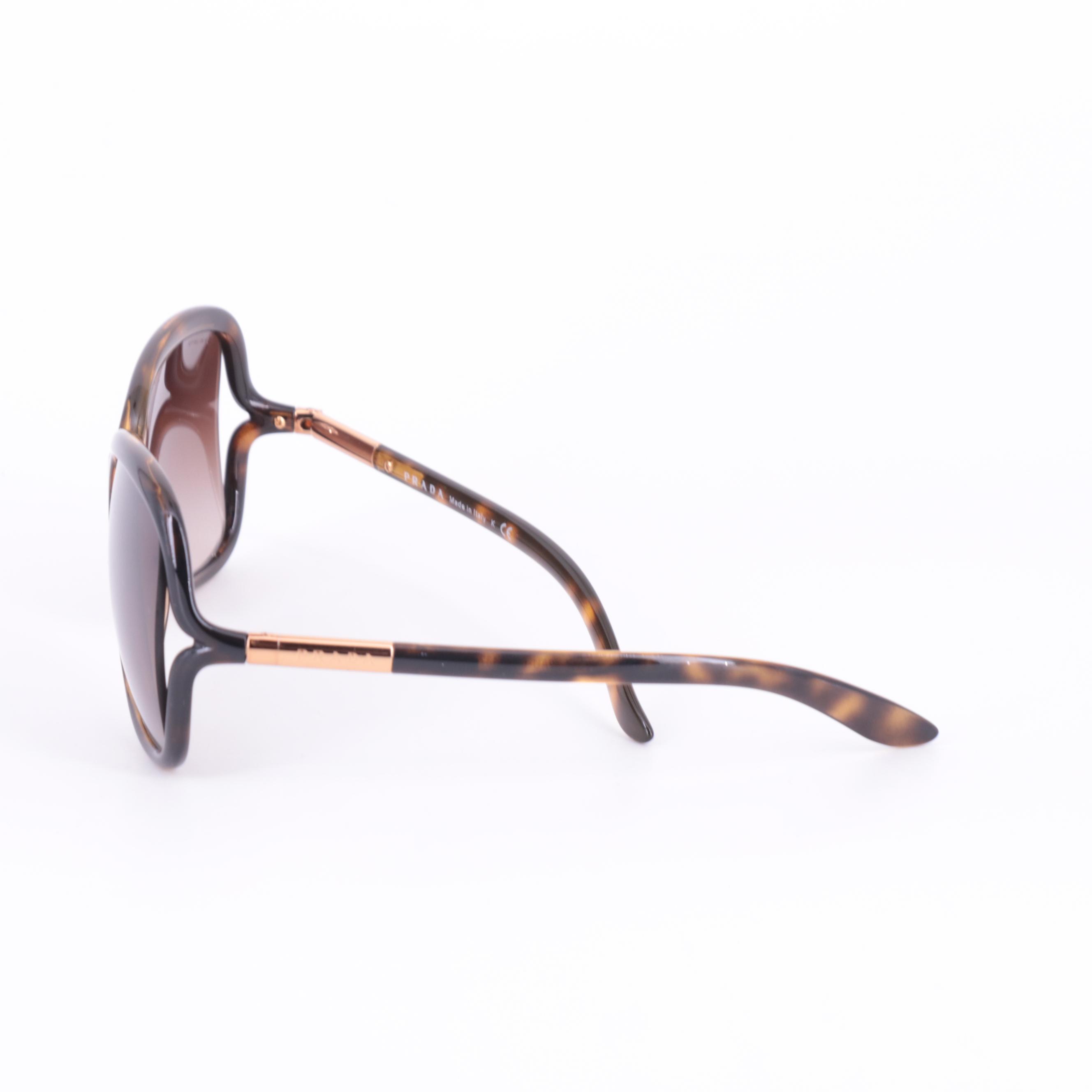 Prada SPR 28L Havana Oversized Square Sunglasses