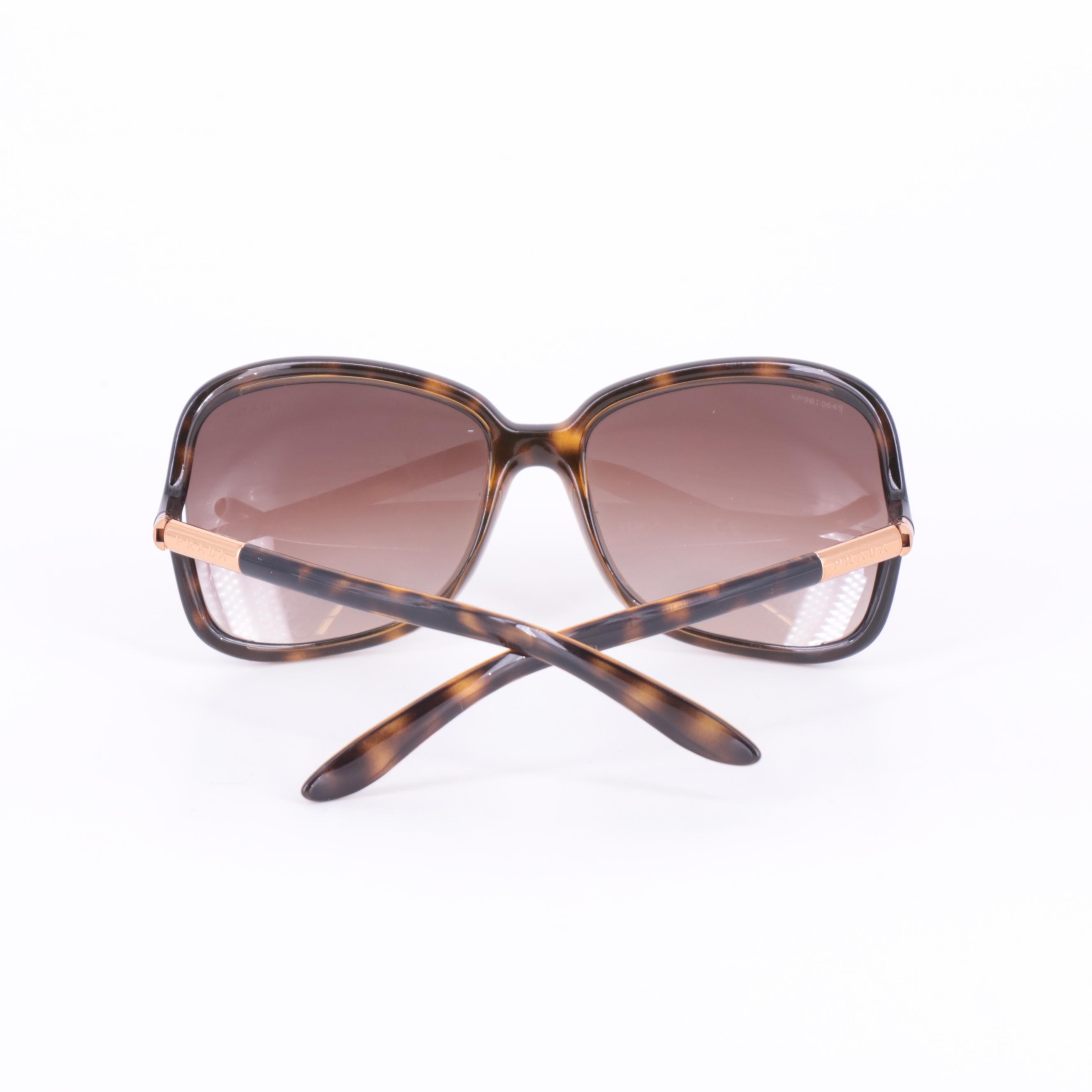 Prada SPR 28L Havana Oversized Square Sunglasses